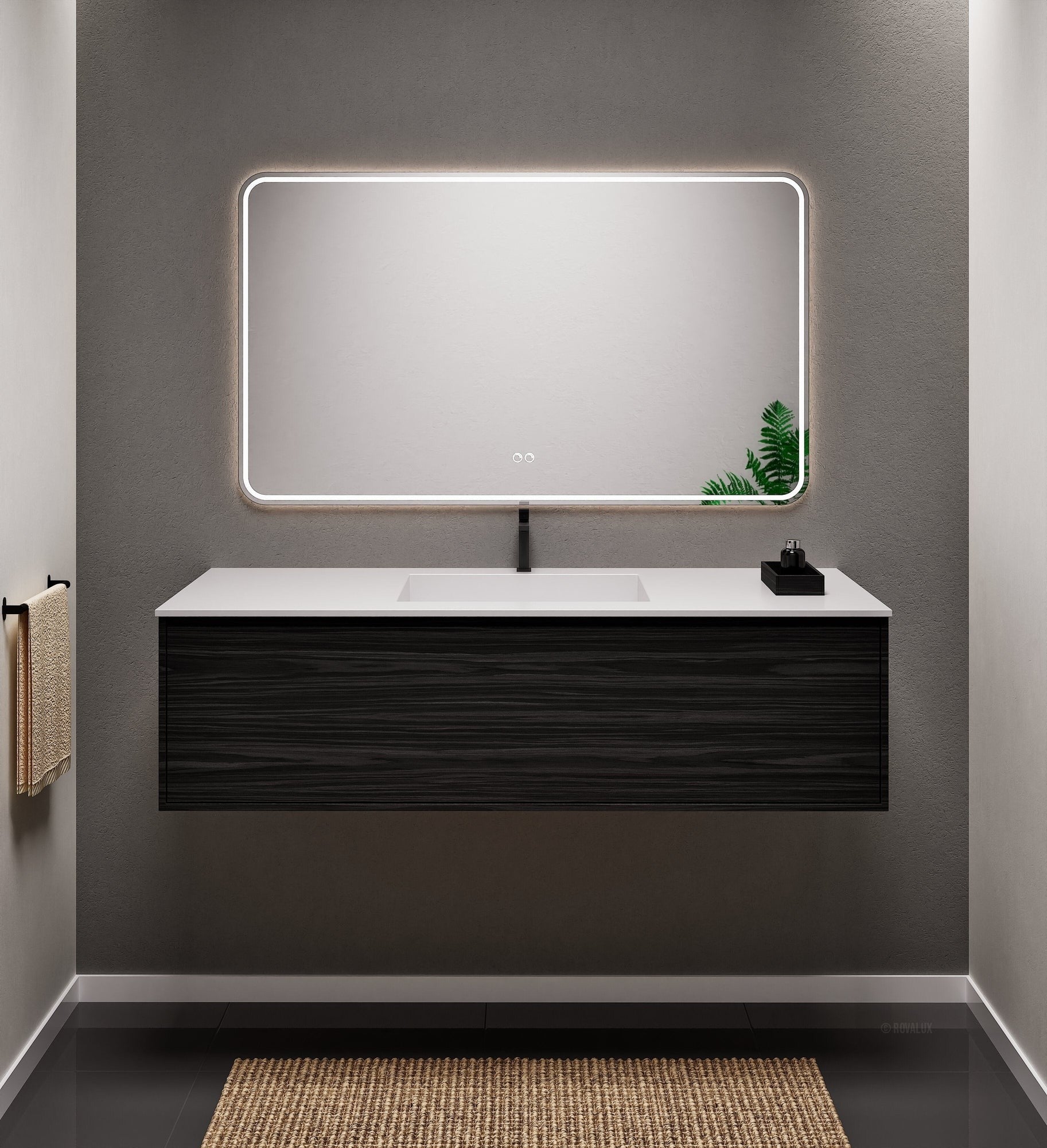 Aurora Frame – Corian® Basin with 1 Drawer Vanity - ROVALUX