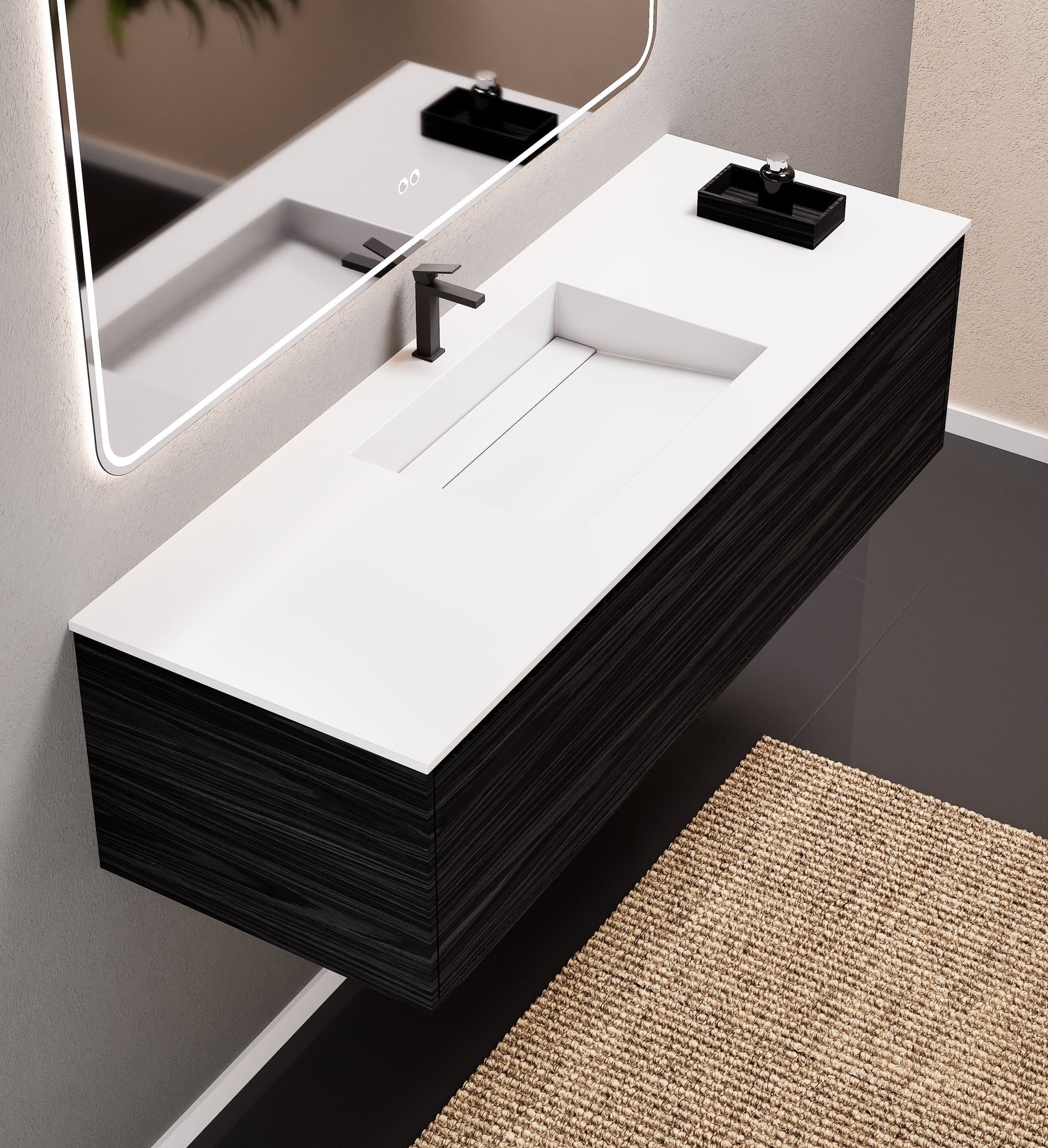 Aurora Frame – Corian® Basin with 1 Drawer Vanity - ROVALUX