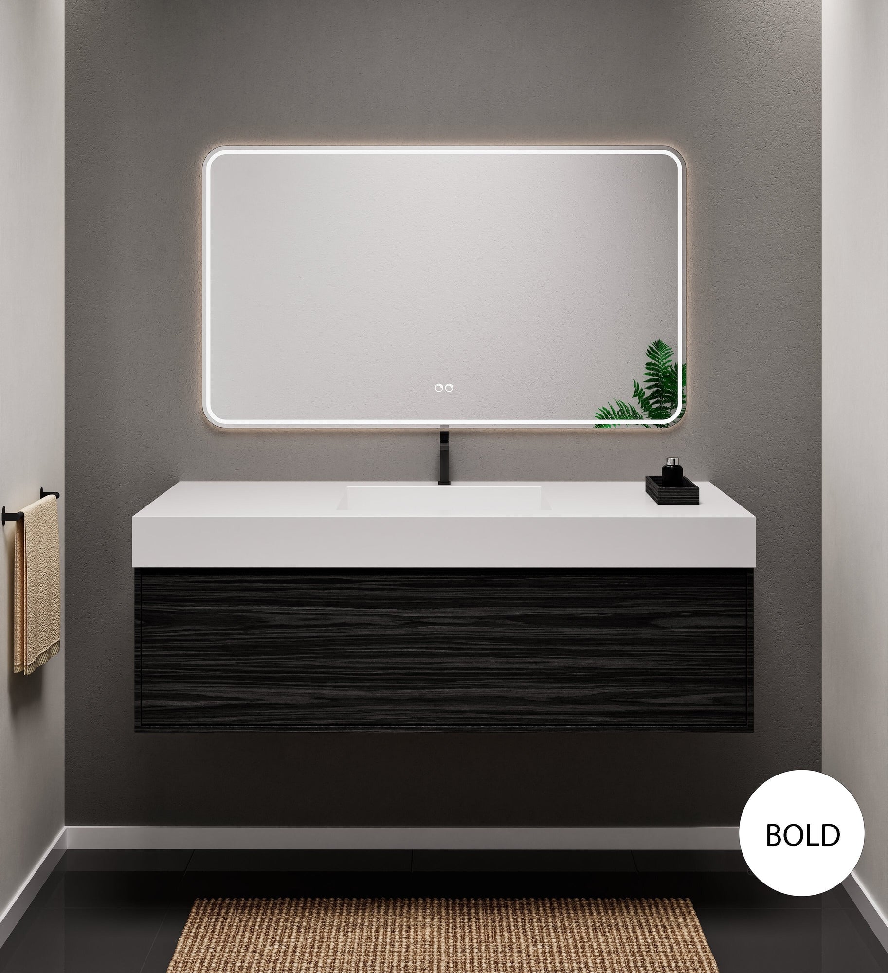 Aurora Frame – Corian® Basin with 1 Drawer Vanity - ROVALUX