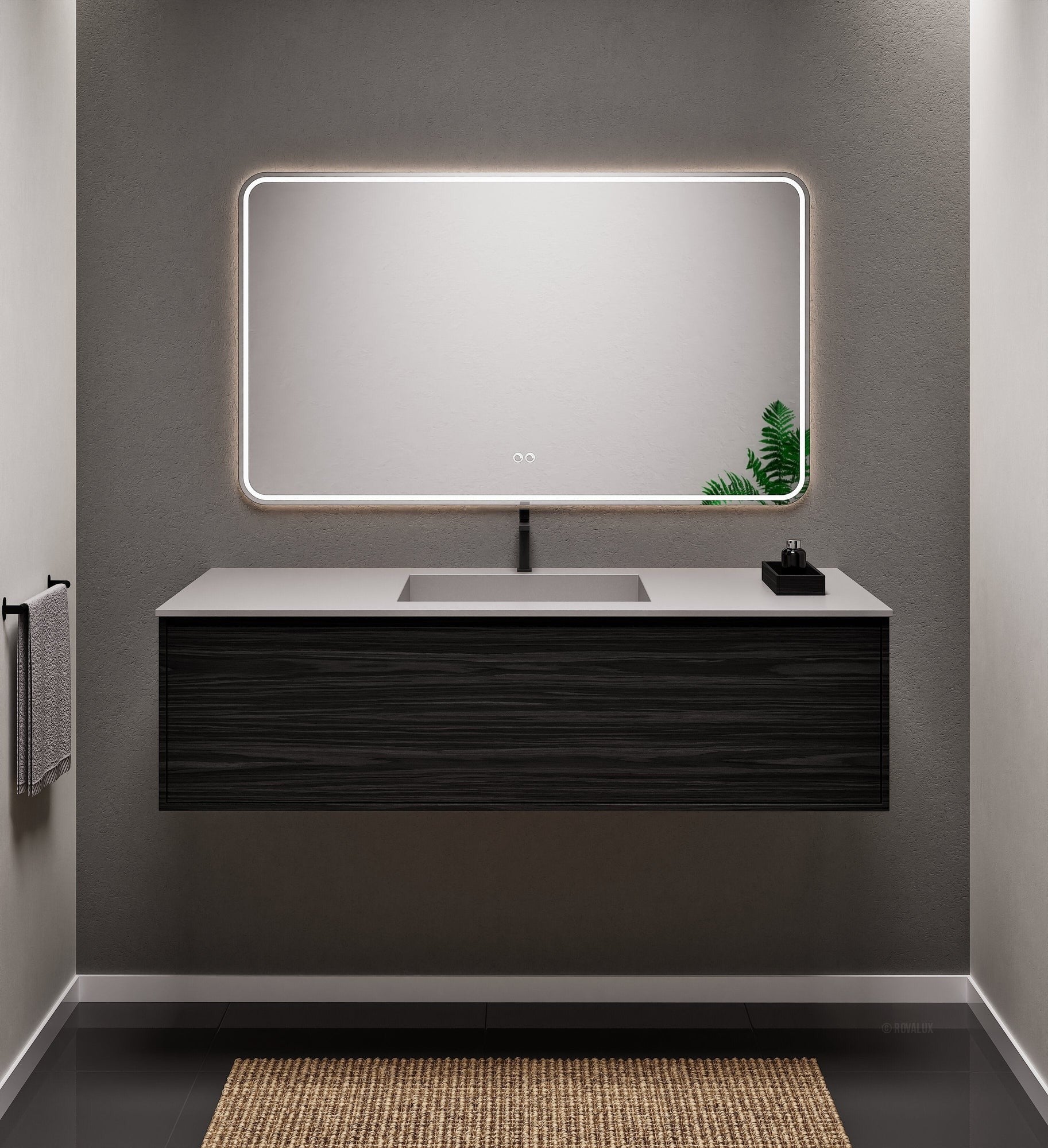 Aurora Frame – Corian® Basin with 1 Drawer Vanity - ROVALUX