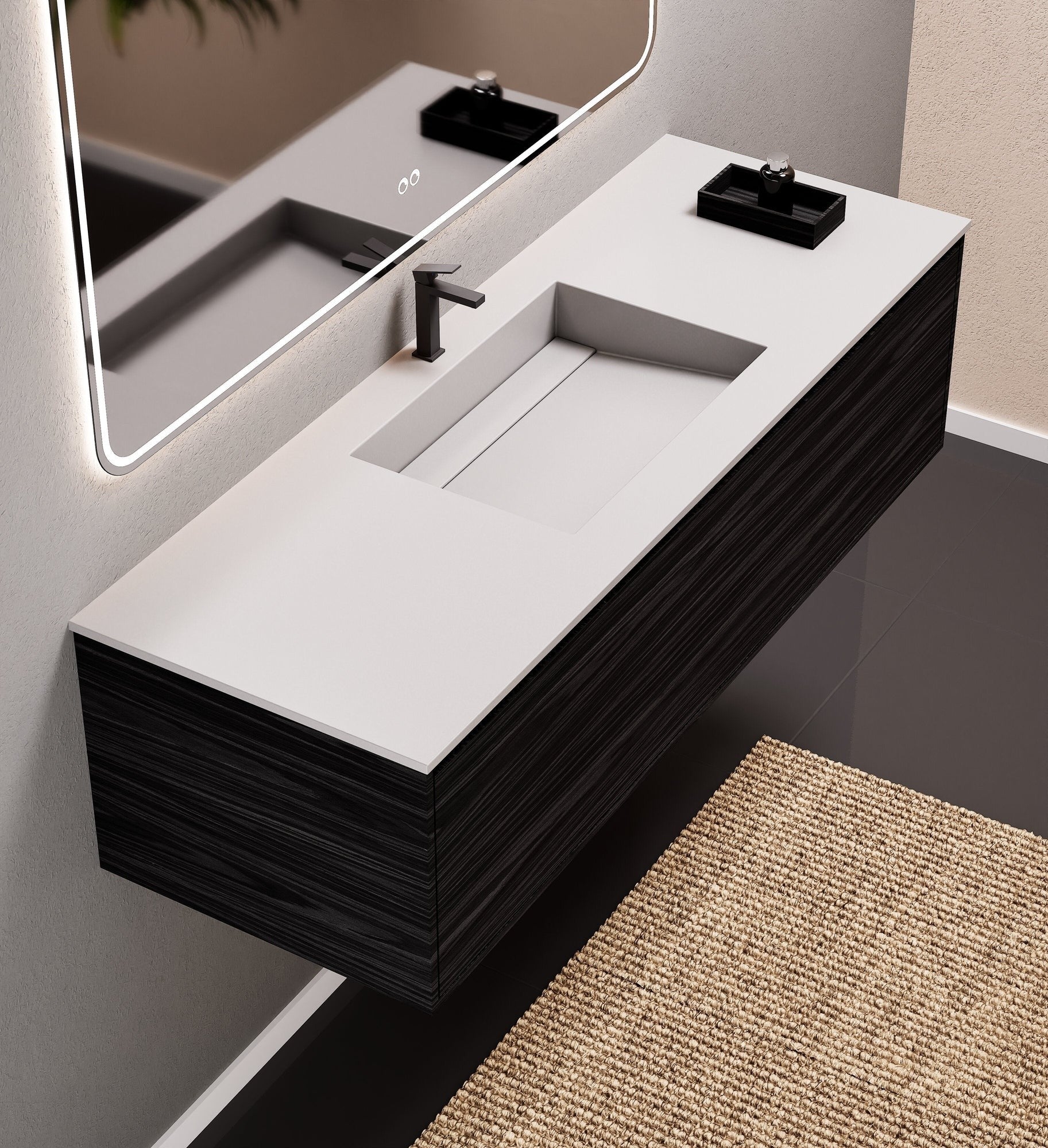 Aurora Frame – Corian® Basin with 1 Drawer Vanity - ROVALUX