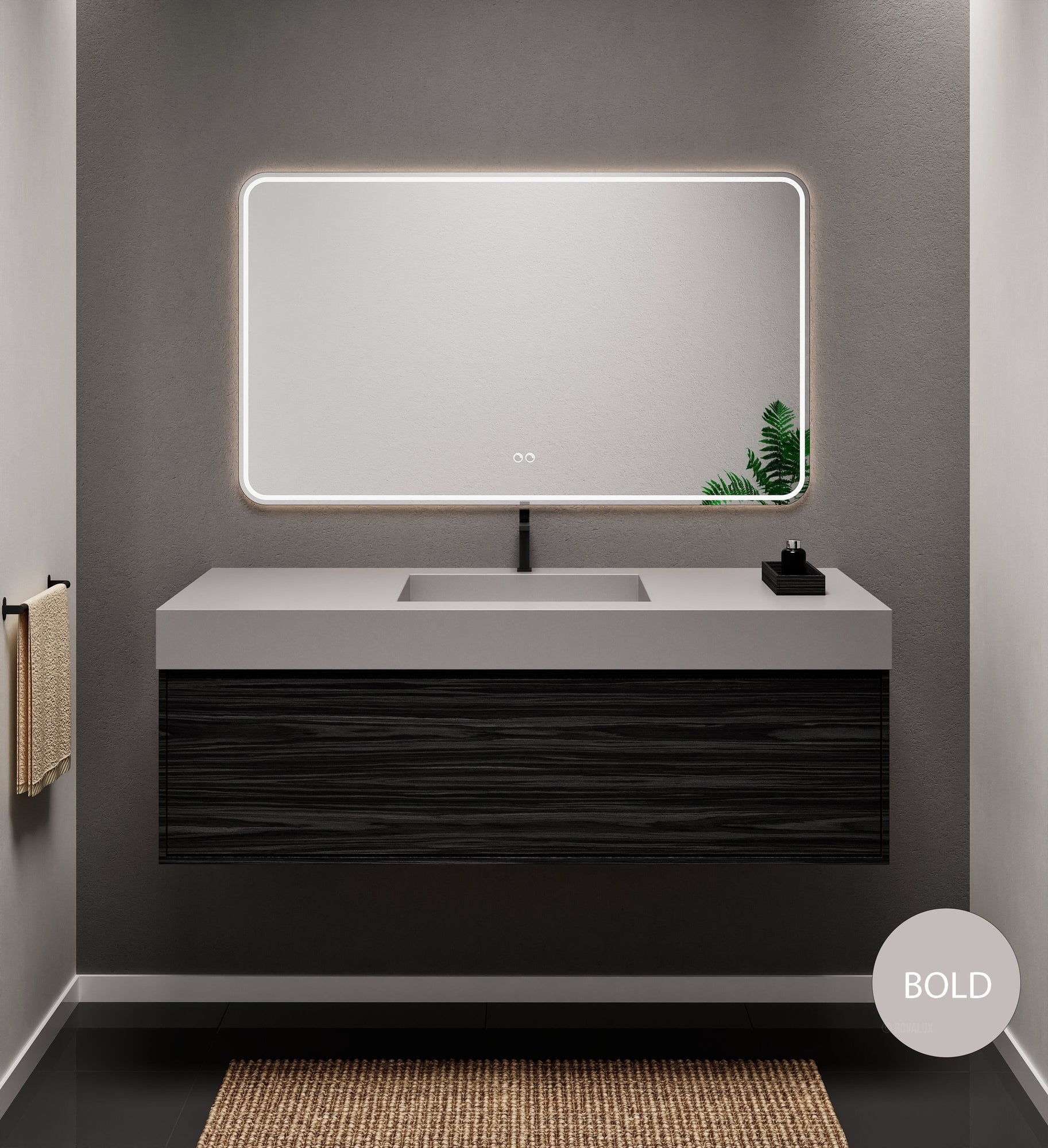 Aurora Frame – Corian® Basin with 1 Drawer Vanity - ROVALUX