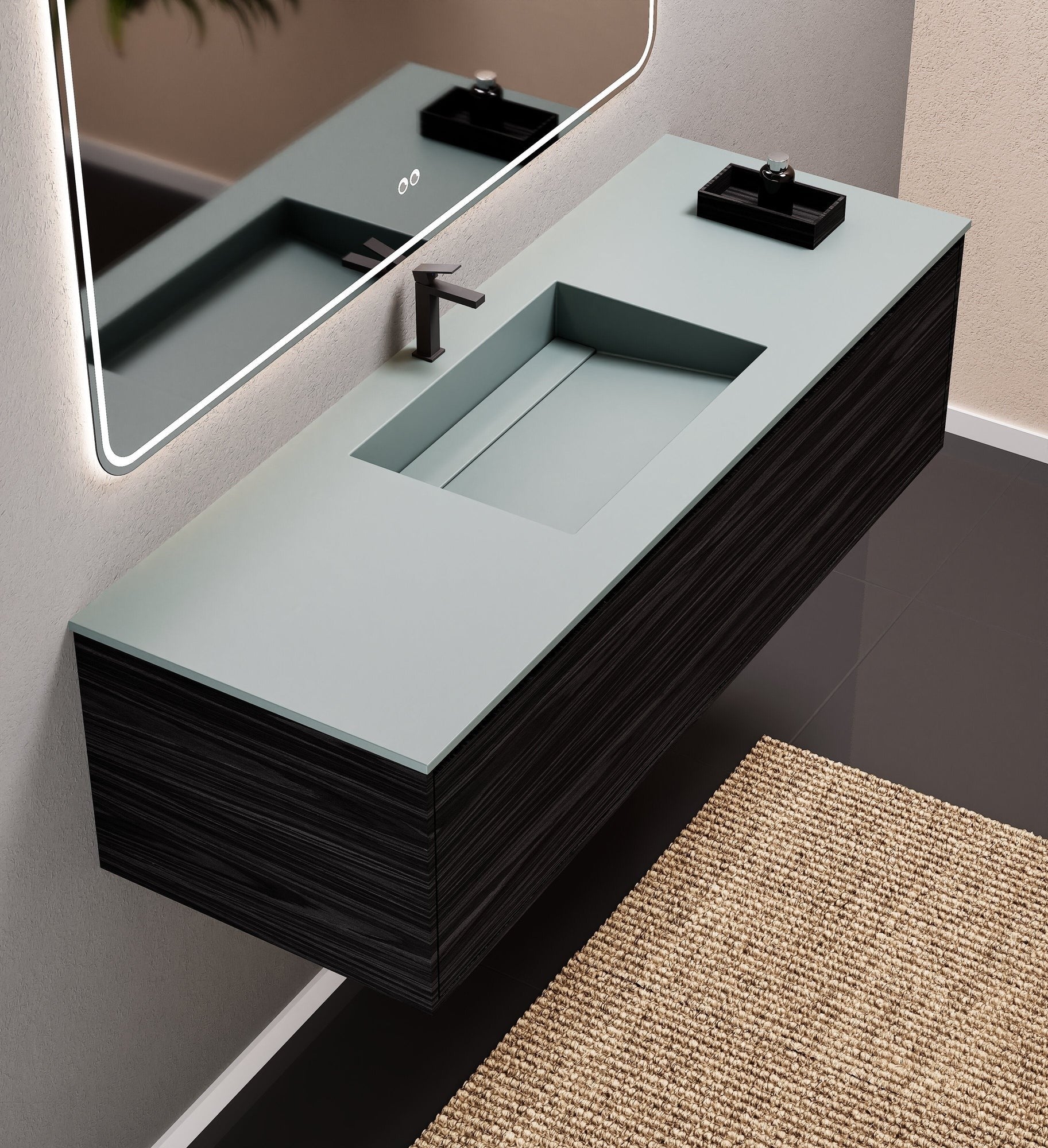 Aurora Frame – Corian® Basin with 1 Drawer Vanity - ROVALUX