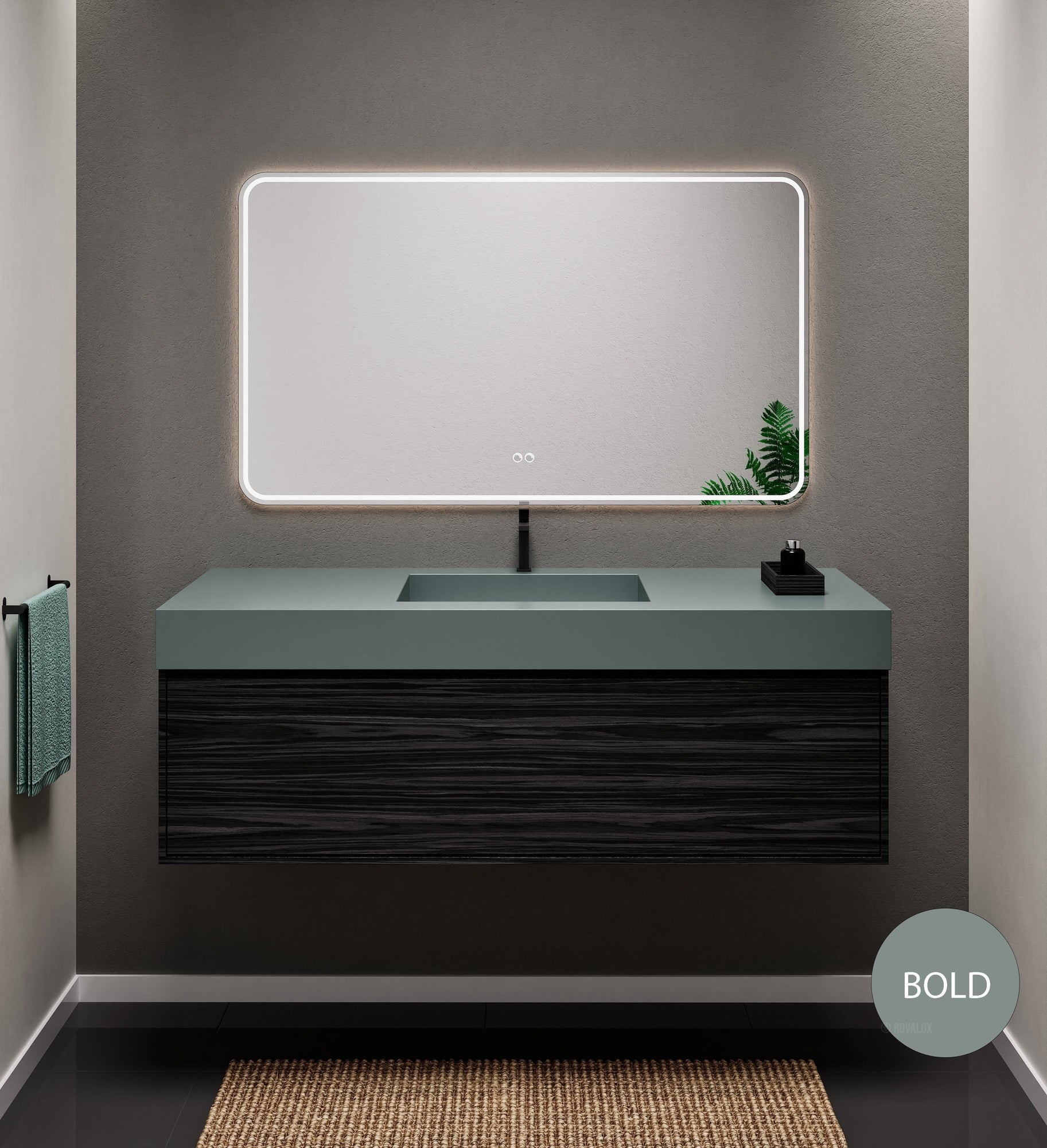 Aurora Frame – Corian® Basin with 1 Drawer Vanity - ROVALUX