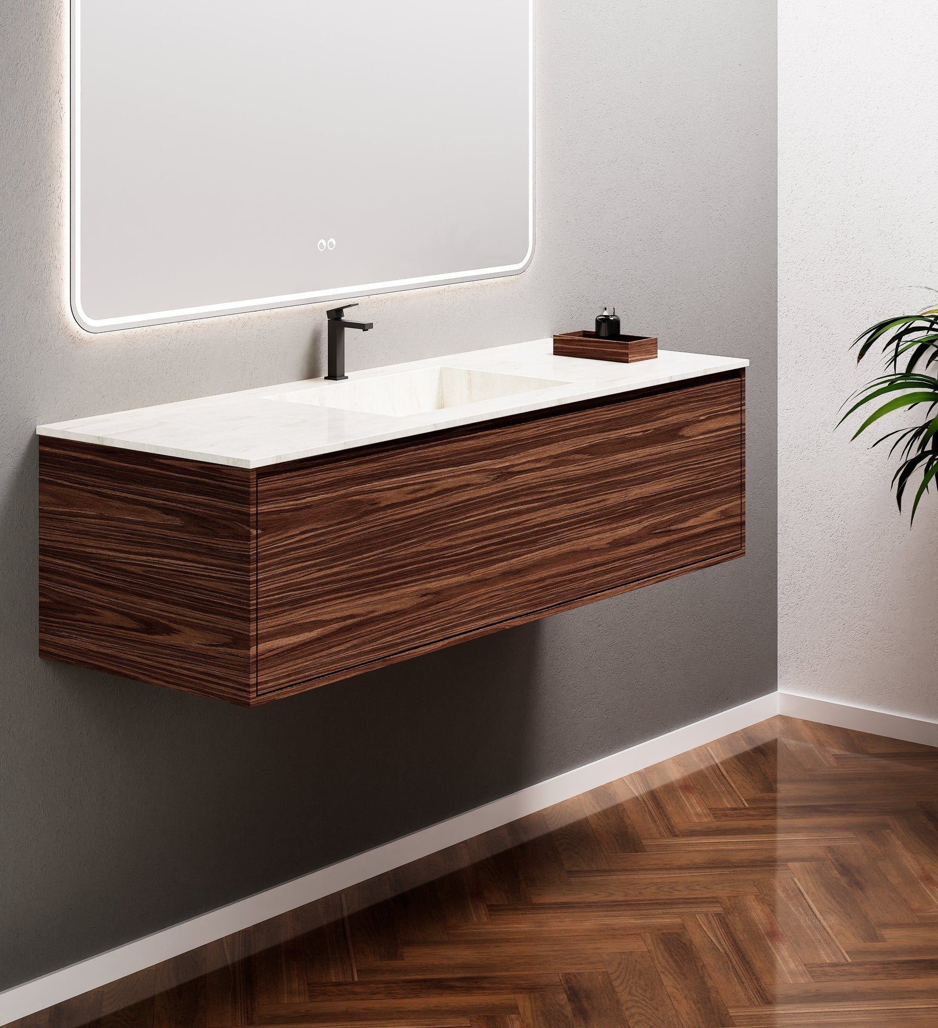 Aurora Frame – Corian® Basin with 1 Drawer Vanity - ROVALUX