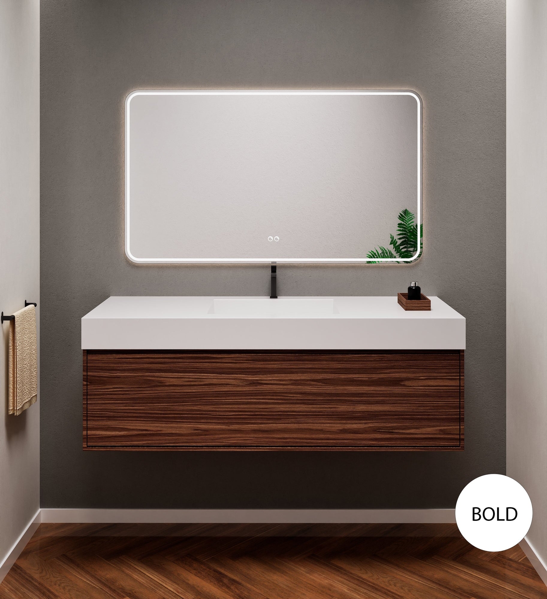 Aurora Frame – Corian® Basin with 1 Drawer Vanity - ROVALUX