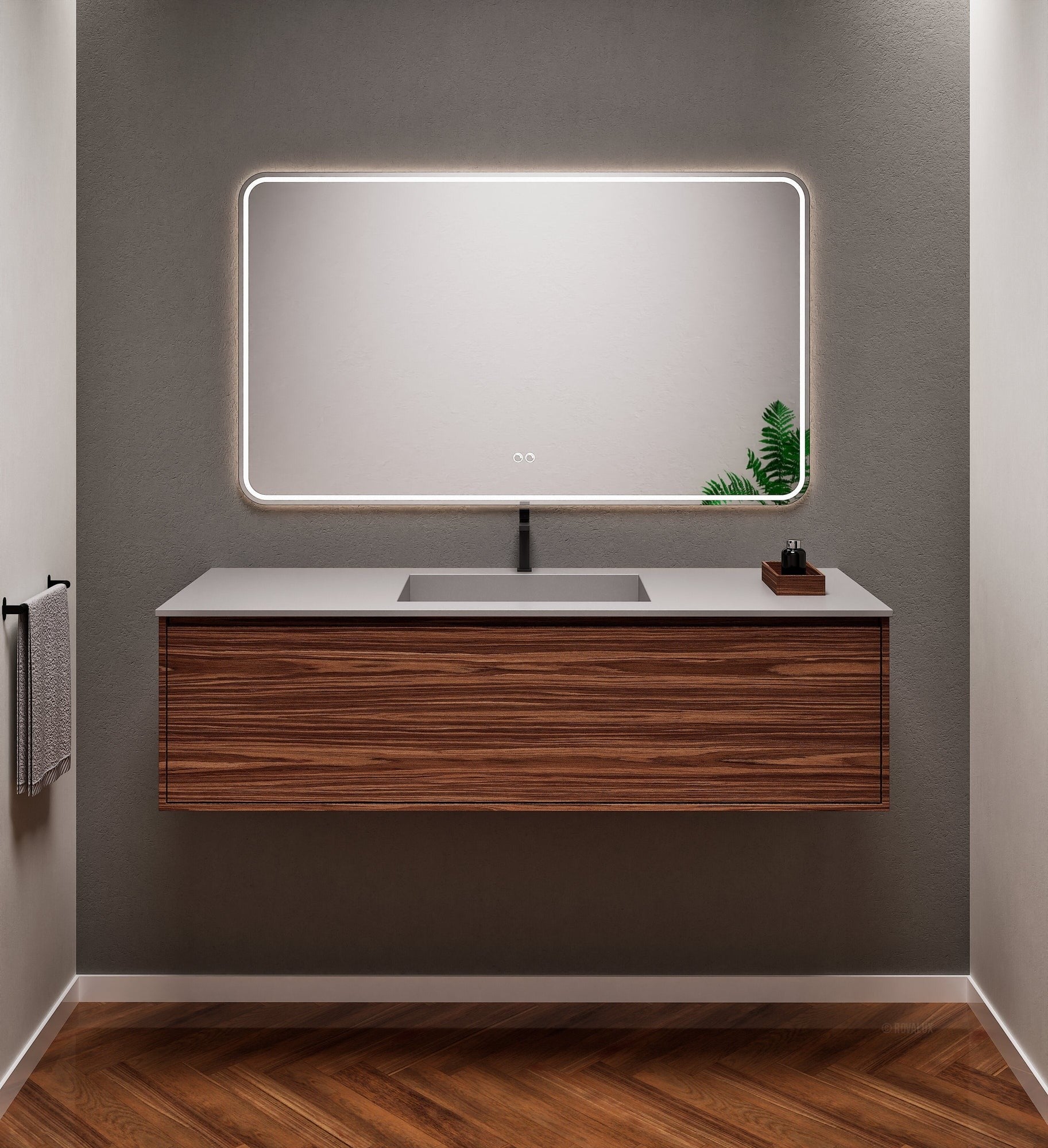 Aurora Frame – Corian® Basin with 1 Drawer Vanity - ROVALUX