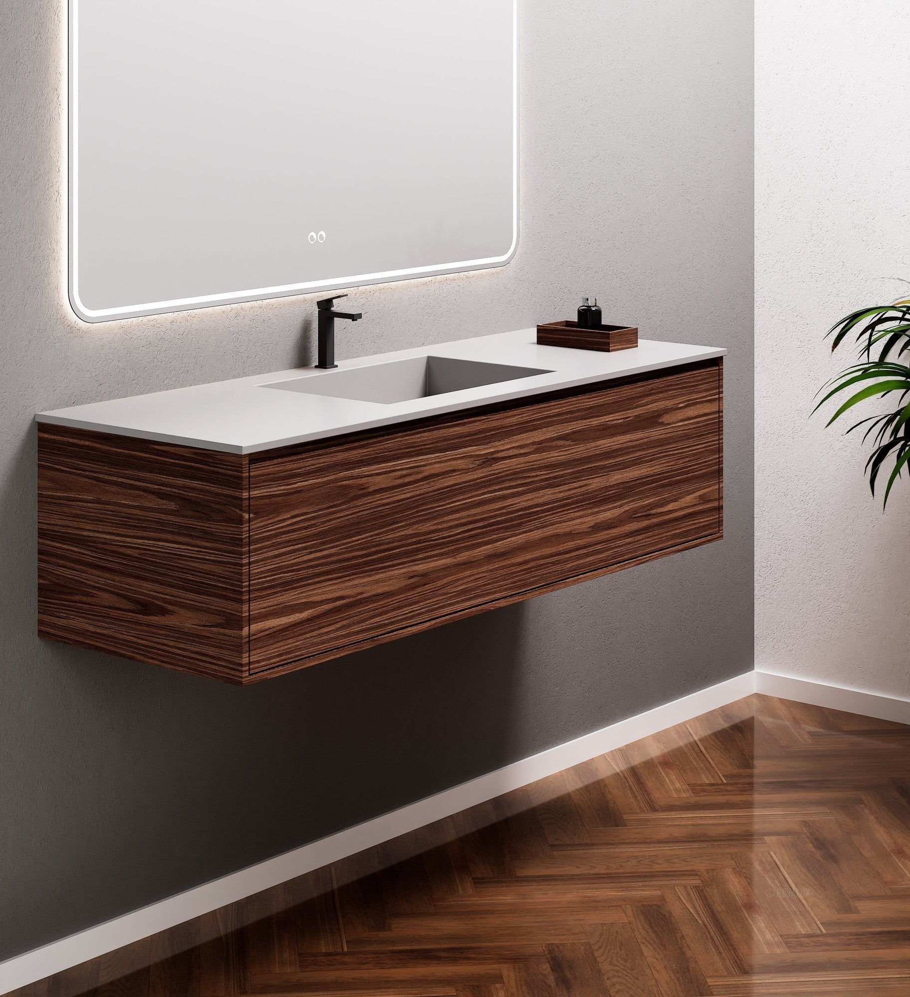 Aurora Frame – Corian® Basin with 1 Drawer Vanity - ROVALUX