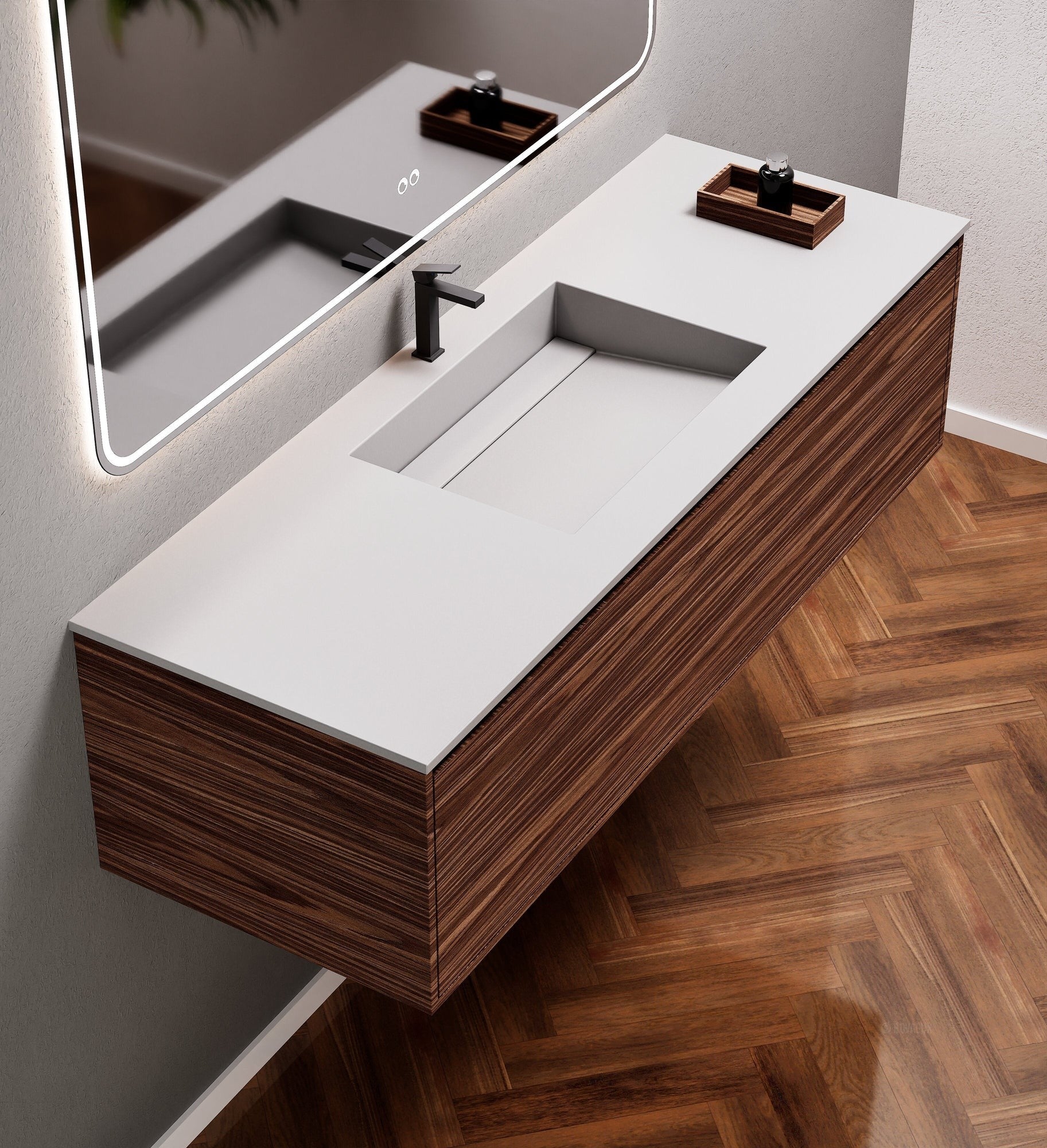 Aurora Frame – Corian® Basin with 1 Drawer Vanity - ROVALUX
