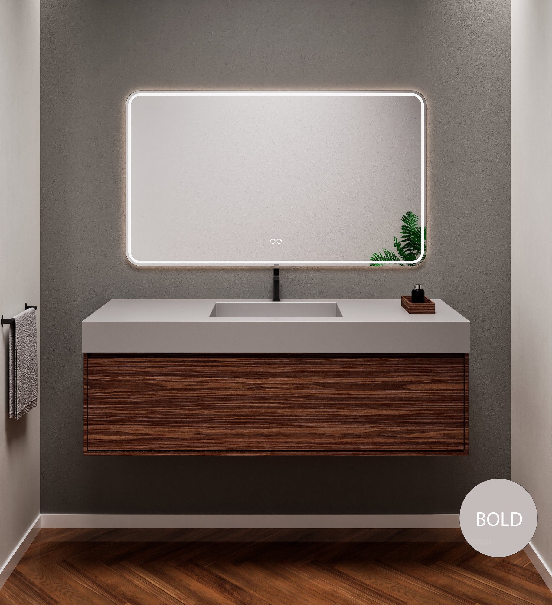 Aurora Frame – Corian® Basin with 1 Drawer Vanity - ROVALUX