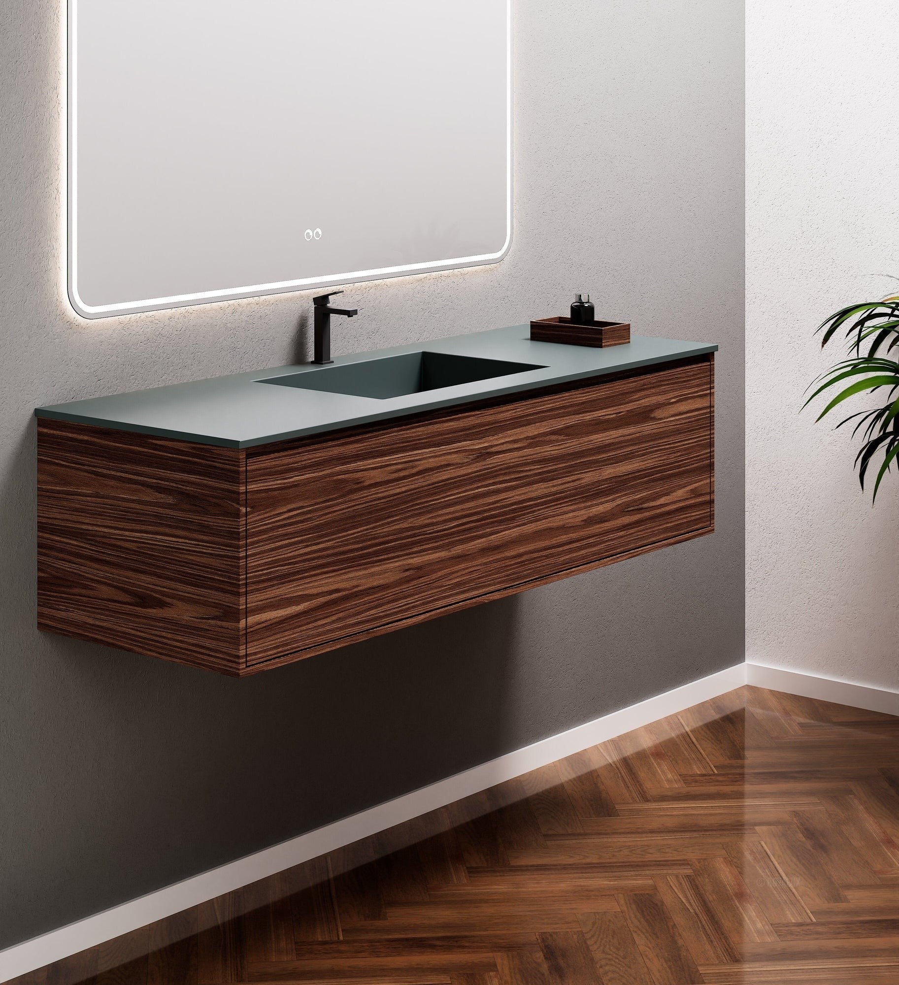 Aurora Frame – Corian® Basin with 1 Drawer Vanity - ROVALUX