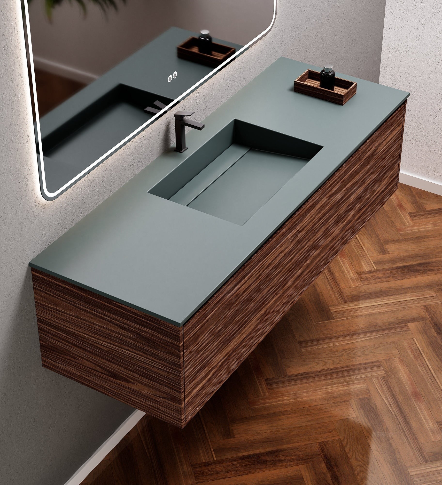 Aurora Frame – Corian® Basin with 1 Drawer Vanity - ROVALUX