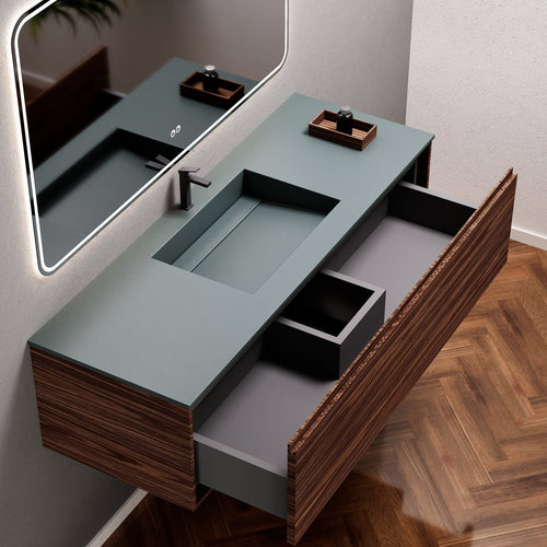 Aurora Frame – Corian® Basin with 1 Drawer Vanity - ROVALUX