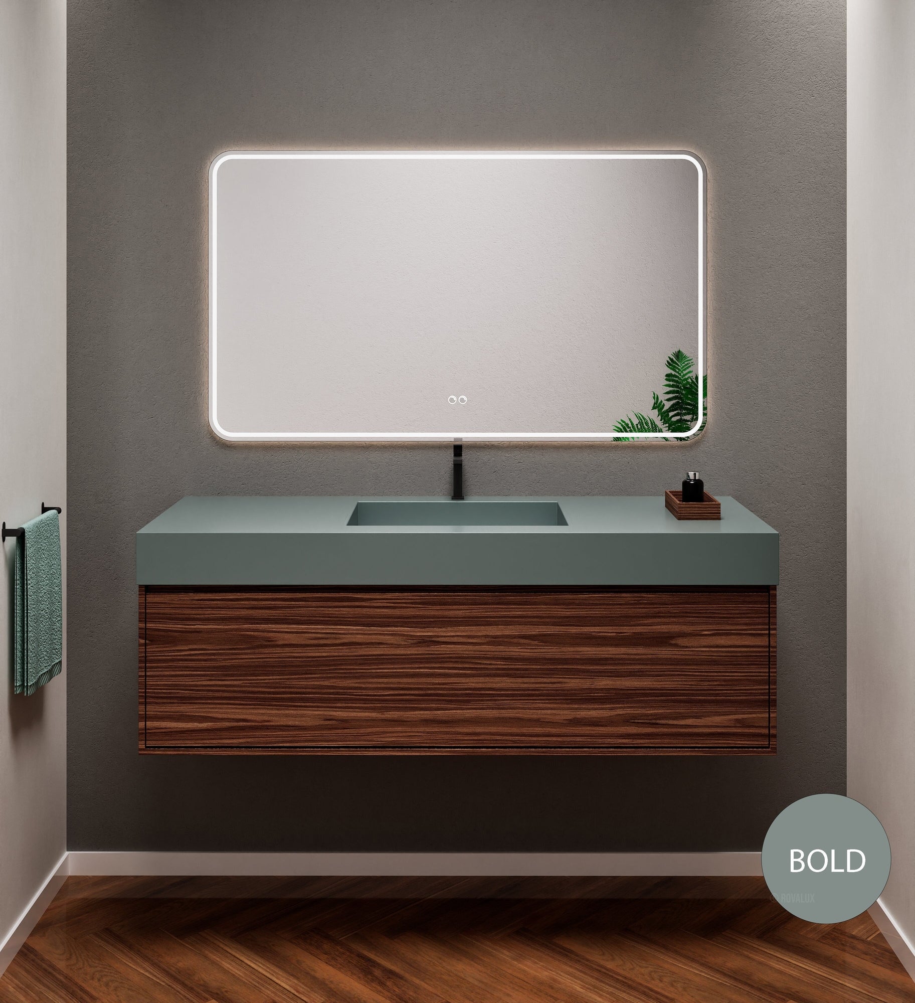 Aurora Frame – Corian® Basin with 1 Drawer Vanity - ROVALUX