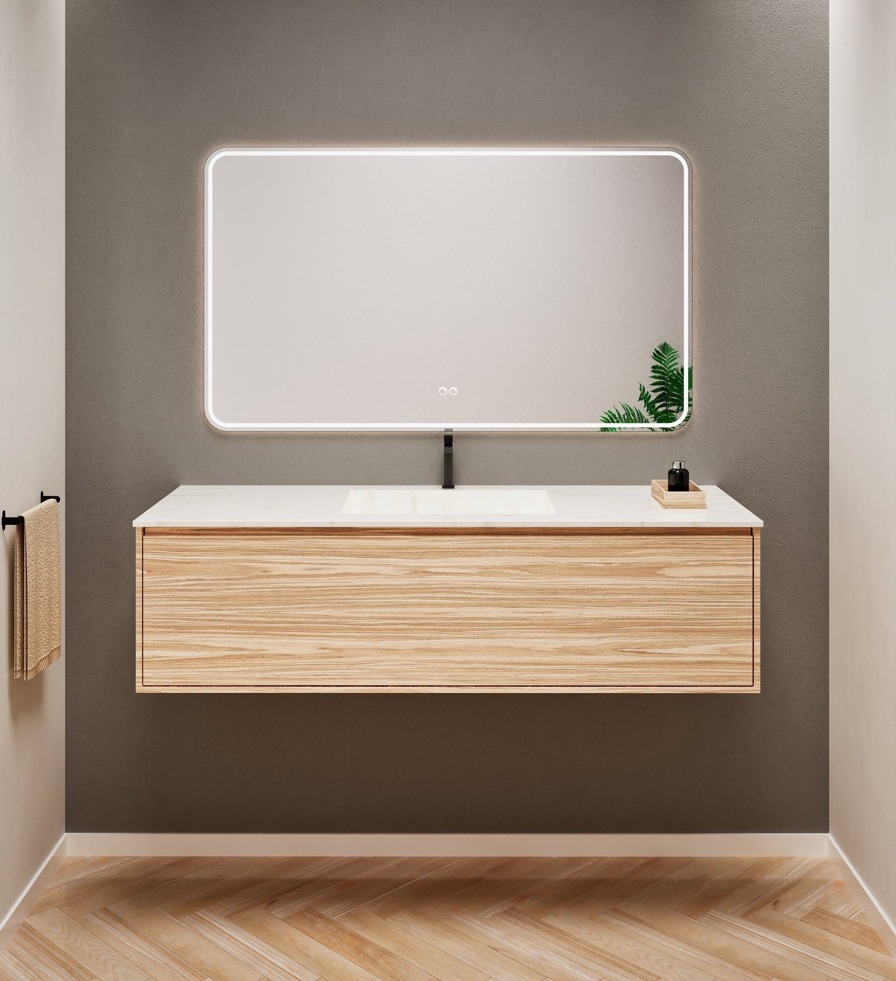 Aurora Frame – Corian® Basin with 1 Drawer Vanity - ROVALUX