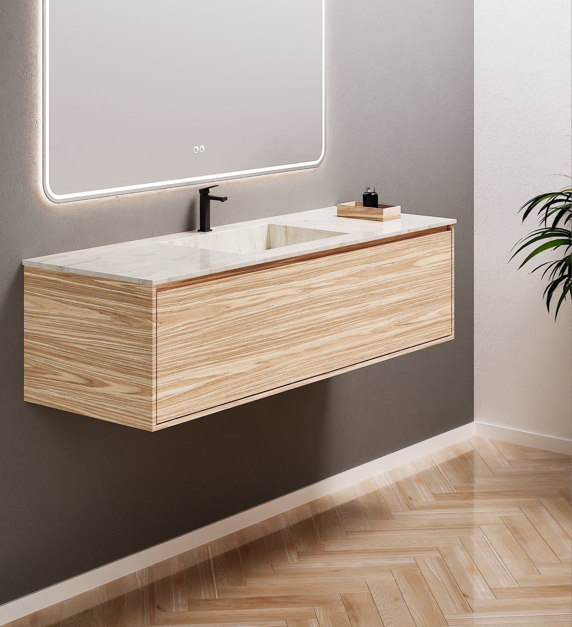 Aurora Frame – Corian® Basin with 1 Drawer Vanity - ROVALUX