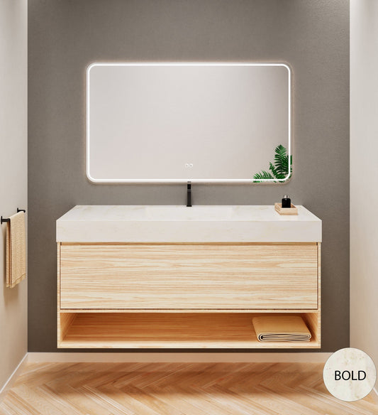 Aurora Frame – Corian® Basin with 1 Drawer and Bottom Shelf - ROVALUX
