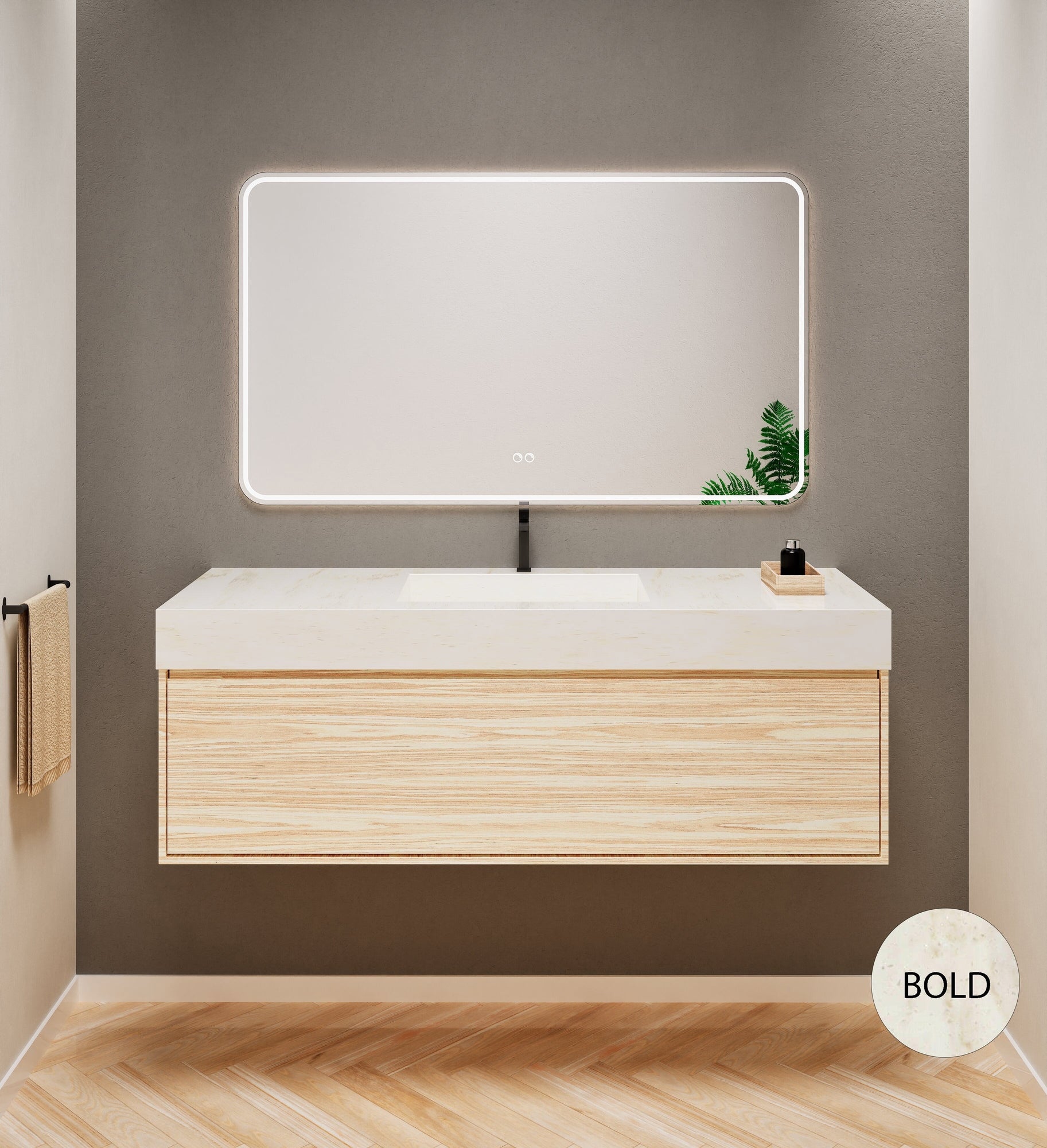 Aurora Frame – Corian® Basin with 1 Drawer Vanity - ROVALUX