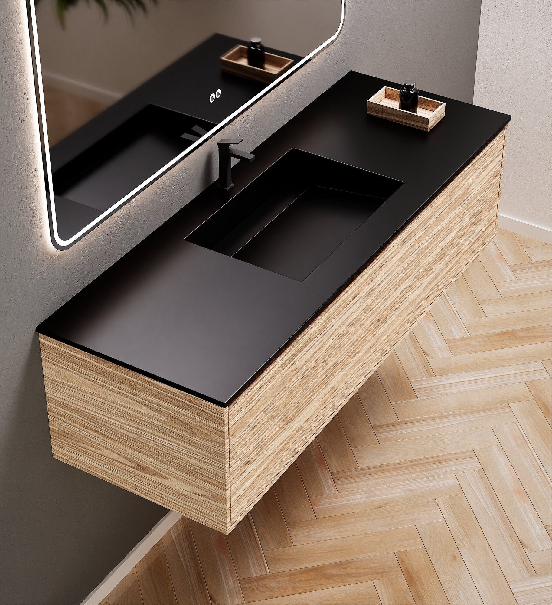 Aurora Frame – Corian® Basin with 1 Drawer Vanity - ROVALUX