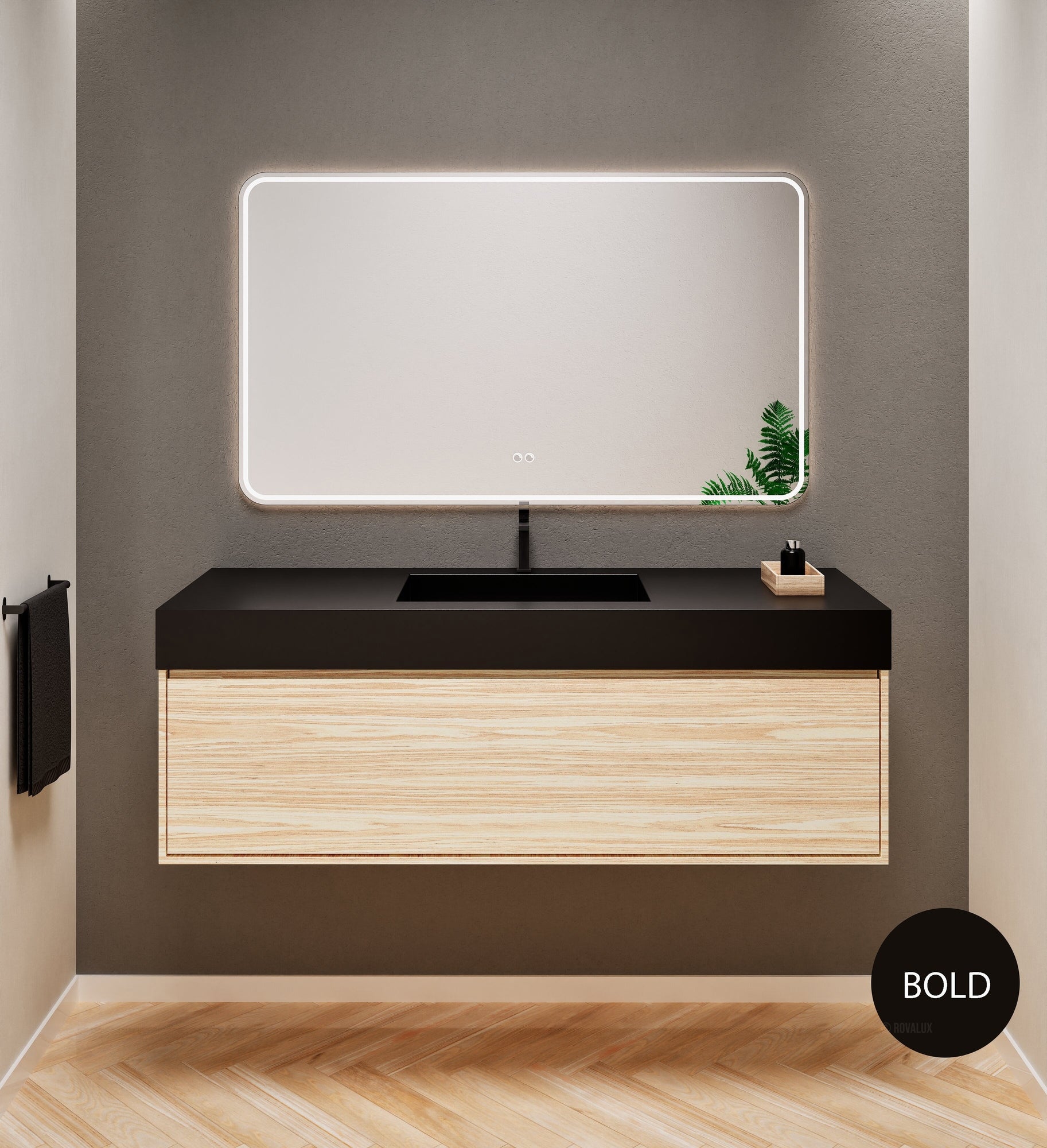 Aurora Frame – Corian® Basin with 1 Drawer Vanity - ROVALUX