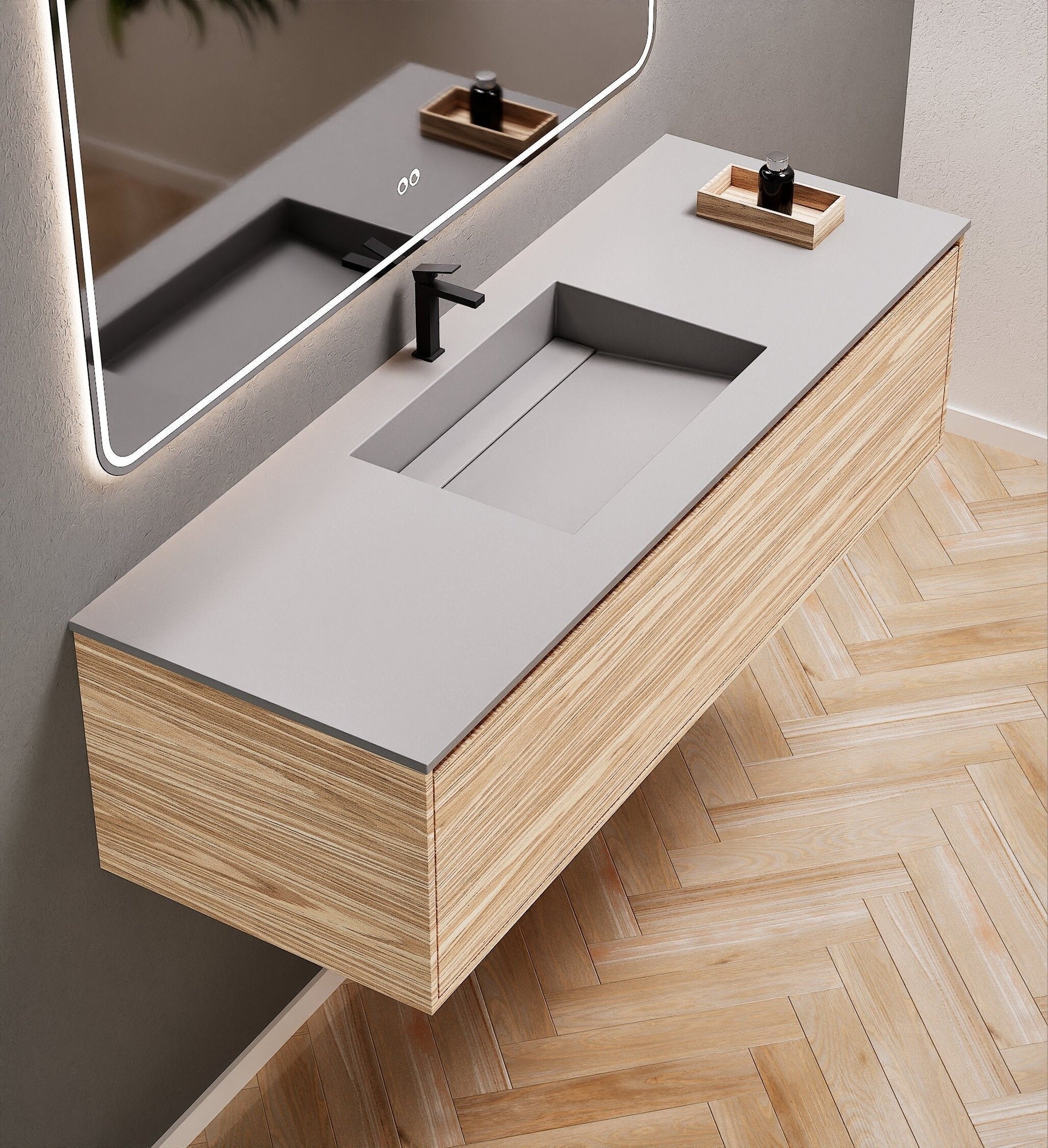 Aurora Frame – Corian® Basin with 1 Drawer Vanity - ROVALUX