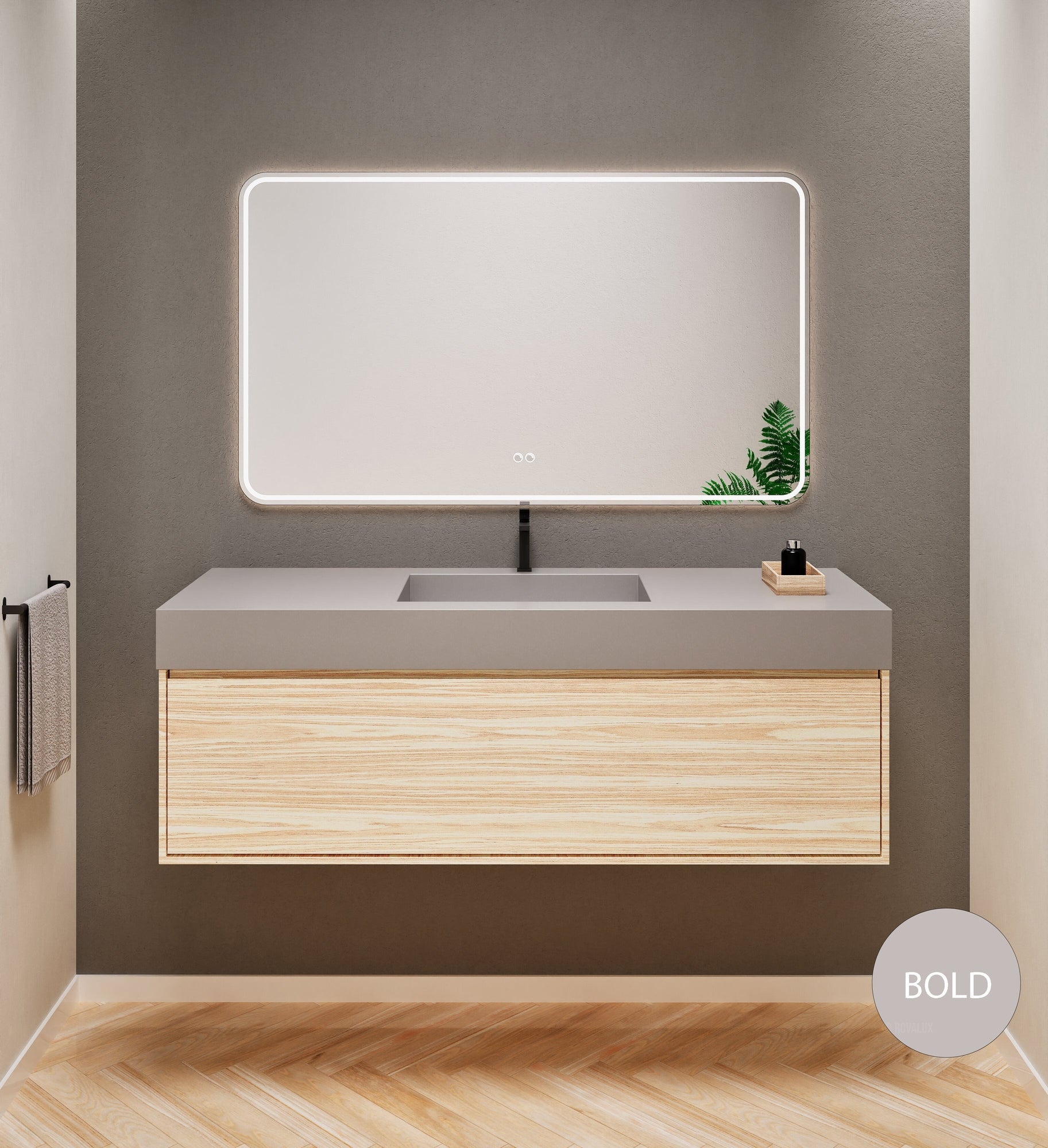 Aurora Frame – Corian® Basin with 1 Drawer Vanity - ROVALUX