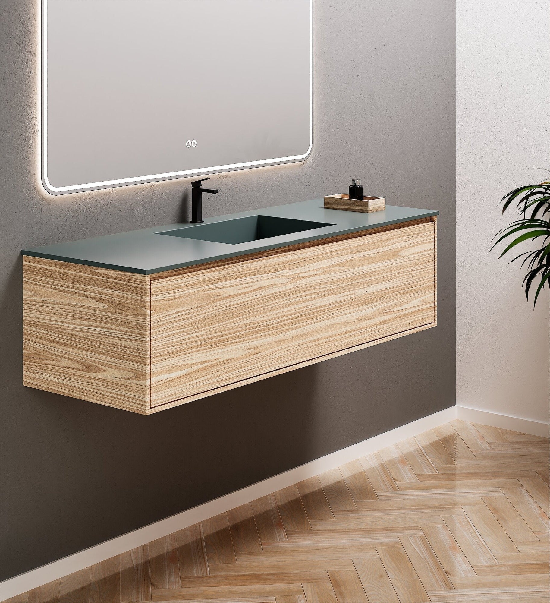 Aurora Frame – Corian® Basin with 1 Drawer Vanity - ROVALUX