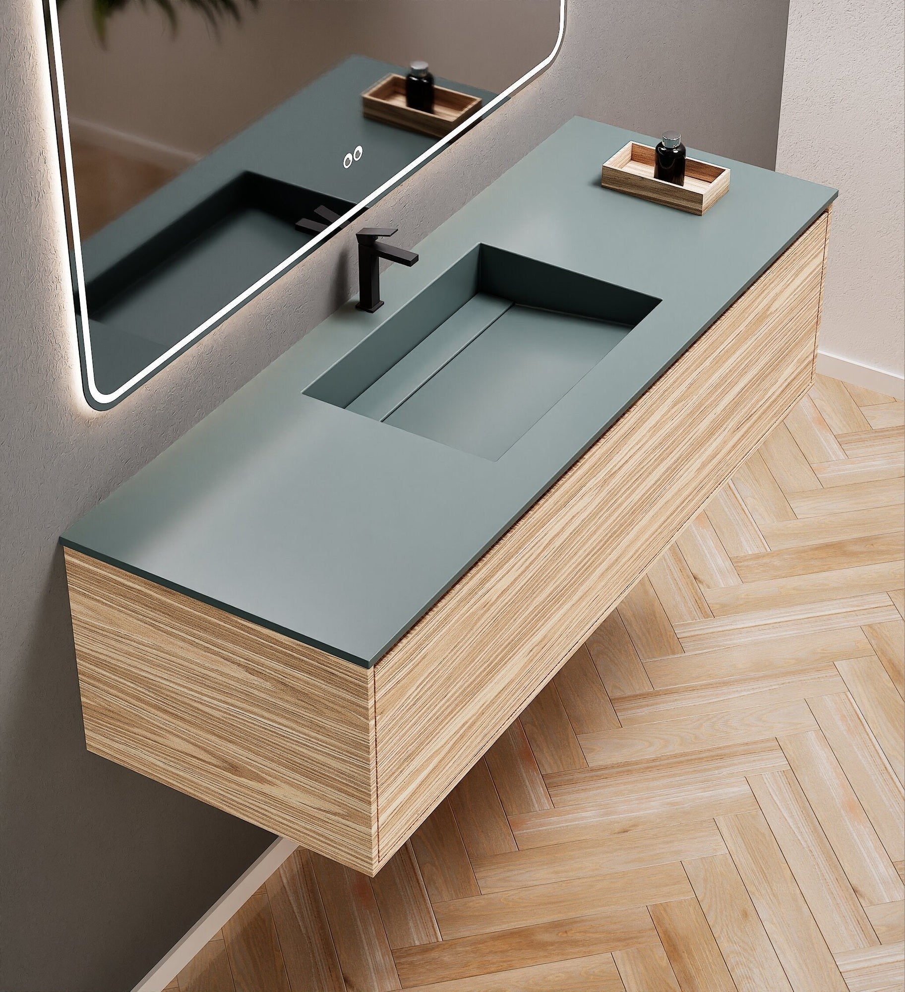 Aurora Frame – Corian® Basin with 1 Drawer Vanity - ROVALUX