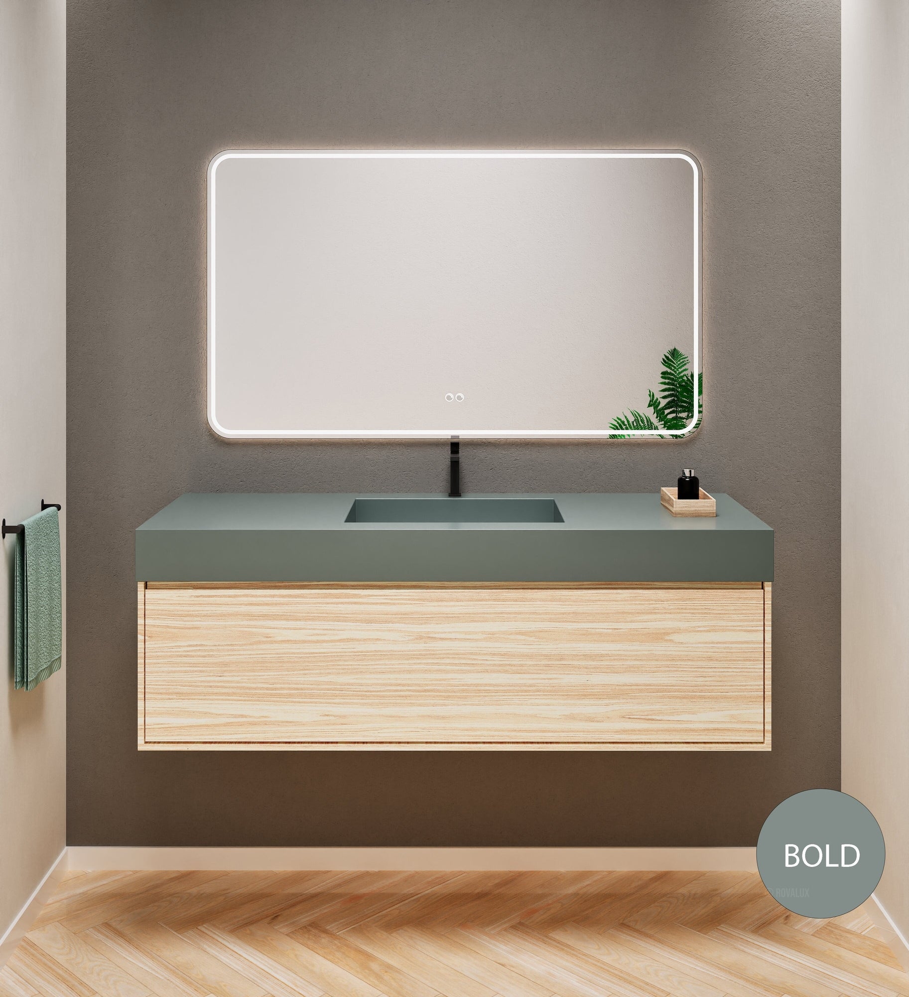 Aurora Frame – Corian® Basin with 1 Drawer Vanity - ROVALUX