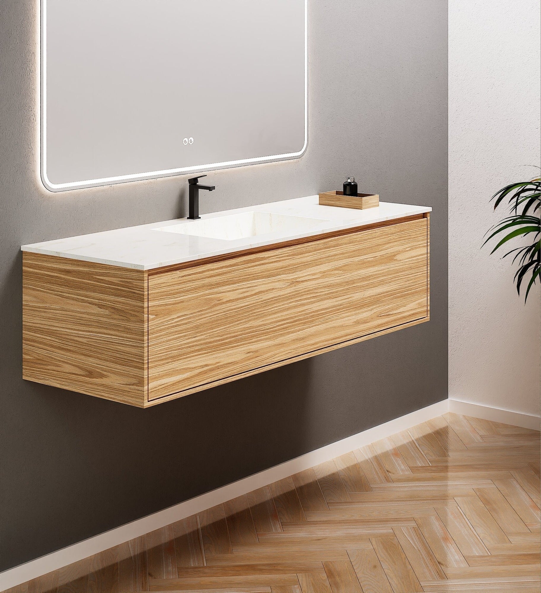 Aurora Frame – Corian® Basin with 1 Drawer Vanity - ROVALUX