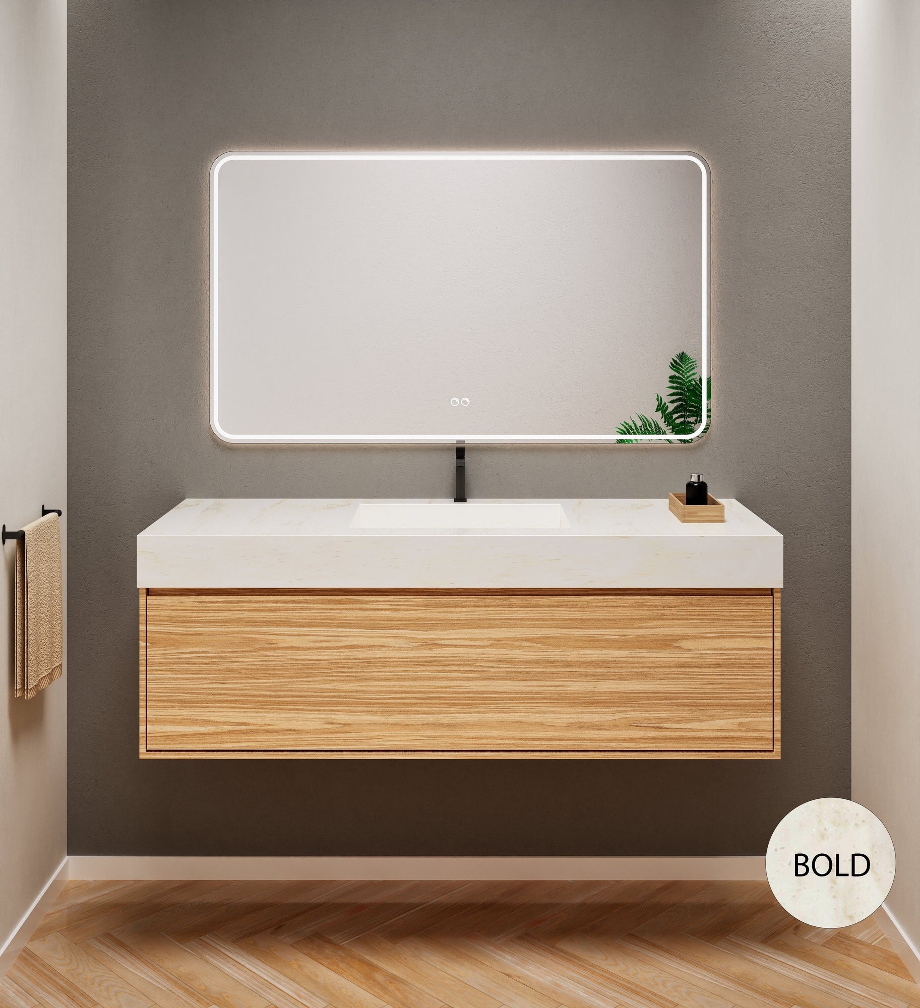 Aurora Frame – Corian® Basin with 1 Drawer Vanity - ROVALUX