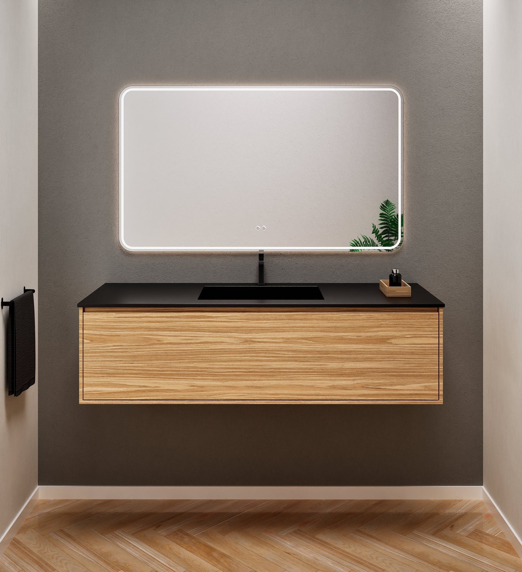 Aurora Frame – Corian® Basin with 1 Drawer Vanity - ROVALUX