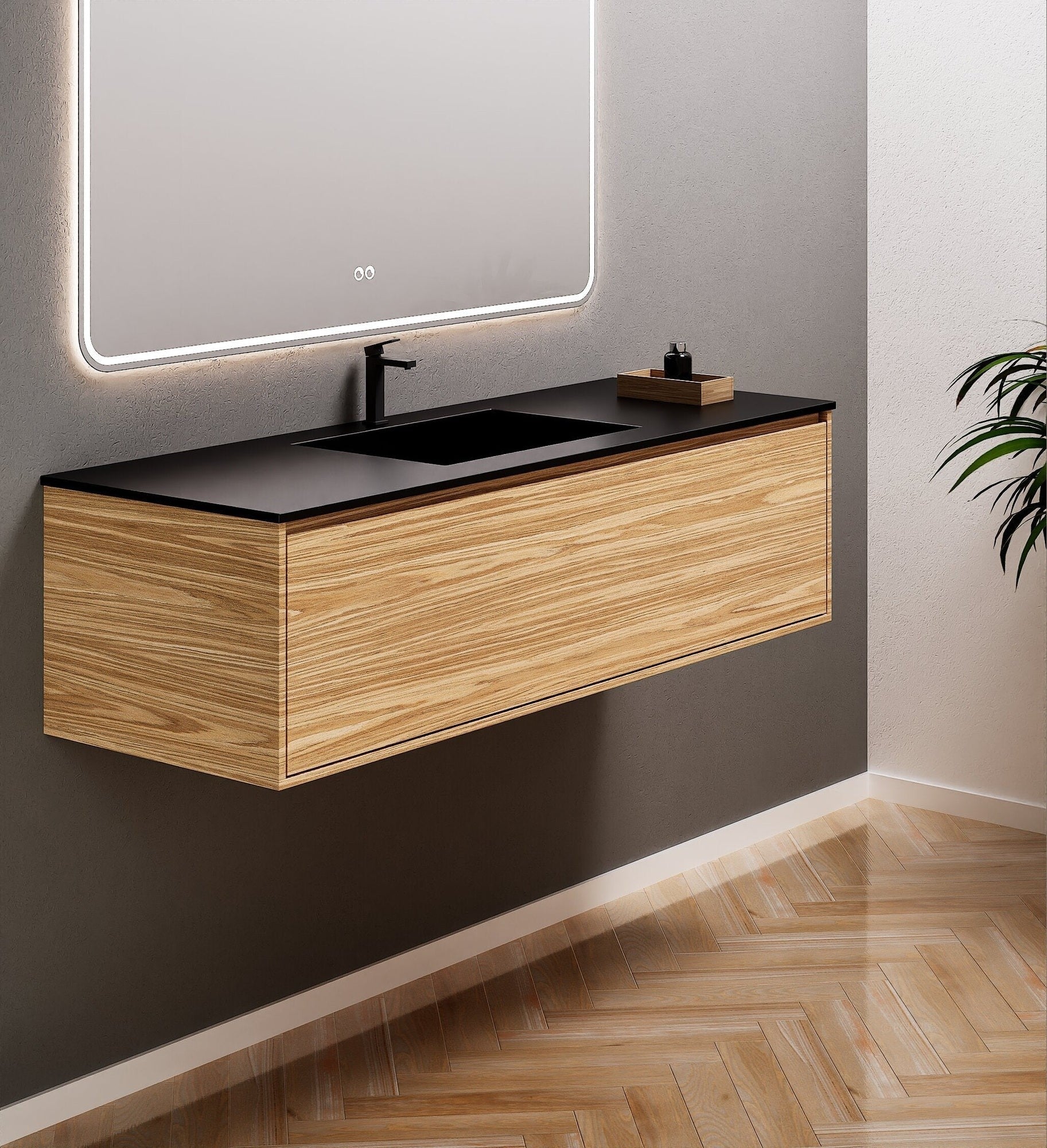 Aurora Frame – Corian® Basin with 1 Drawer Vanity - ROVALUX