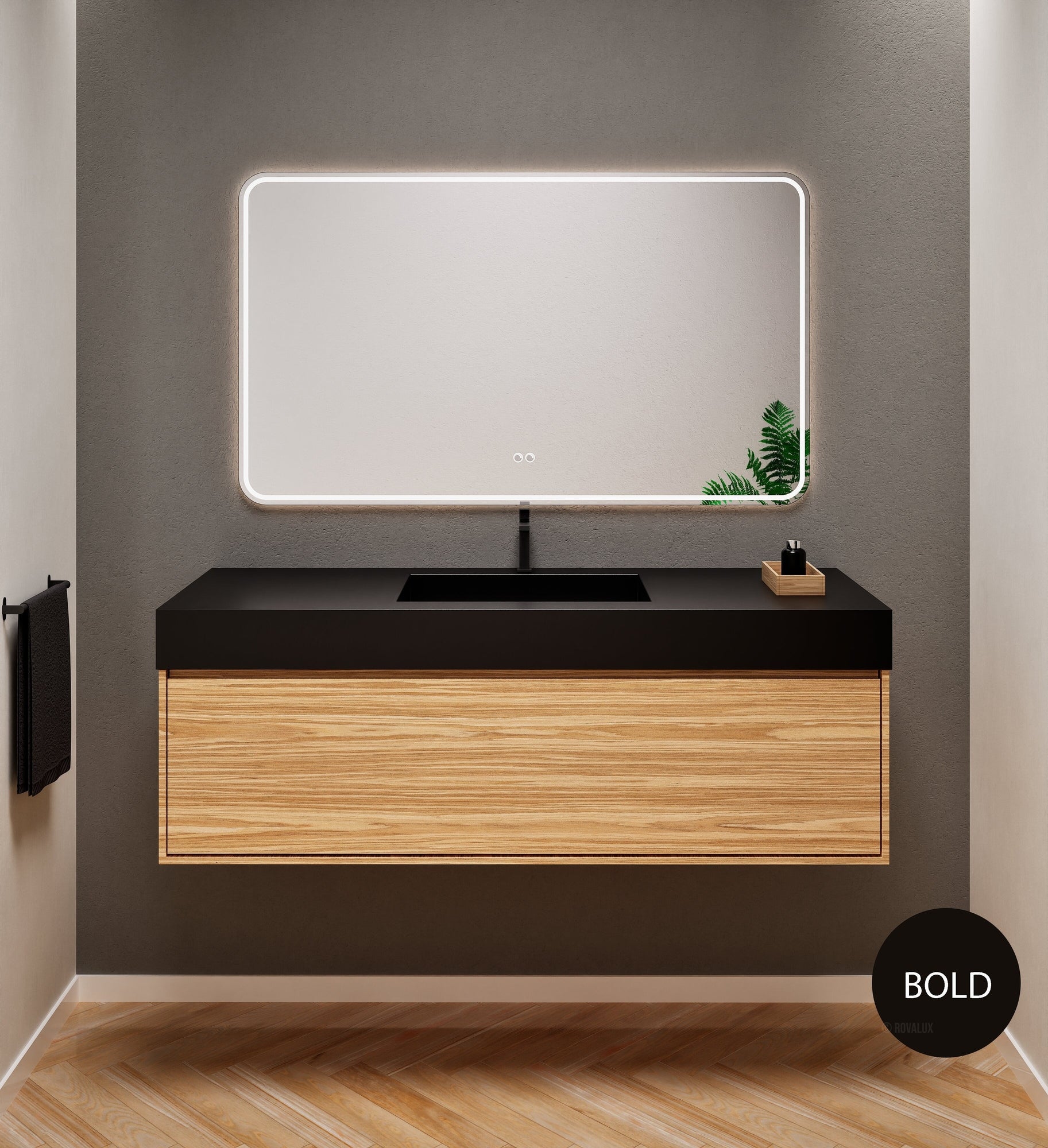 Aurora Frame – Corian® Basin with 1 Drawer Vanity - ROVALUX