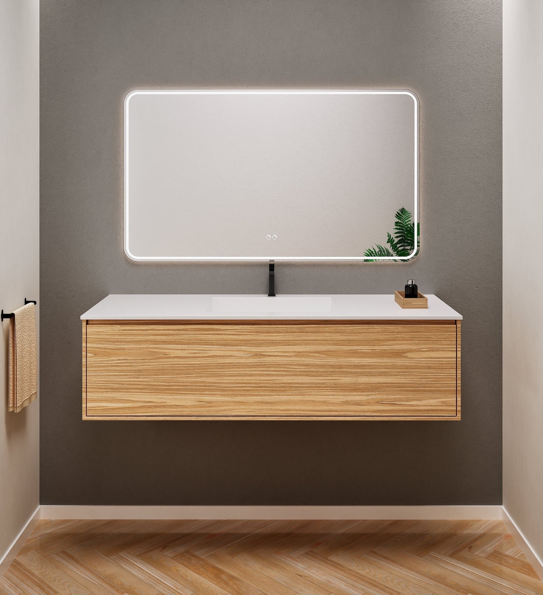 Aurora Frame – Corian® Basin with 1 Drawer Vanity - ROVALUX
