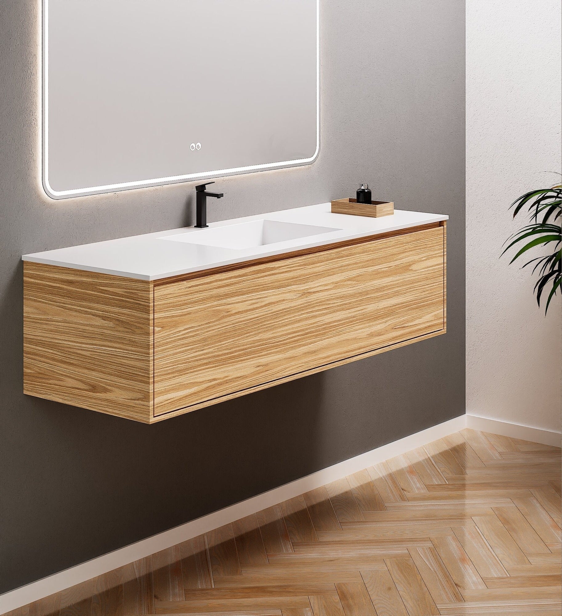 Aurora Frame – Corian® Basin with 1 Drawer Vanity - ROVALUX