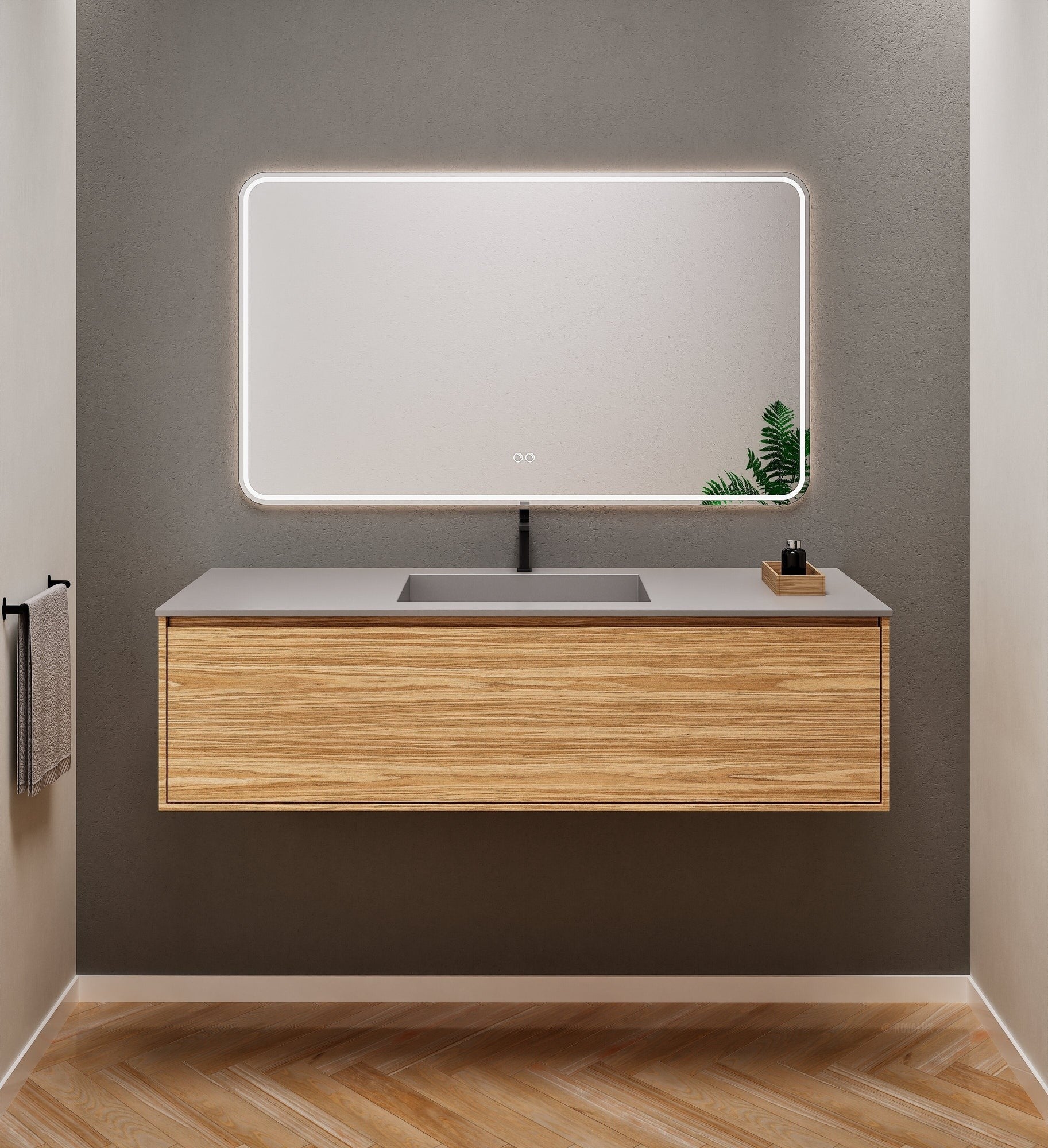 Aurora Frame – Corian® Basin with 1 Drawer Vanity - ROVALUX