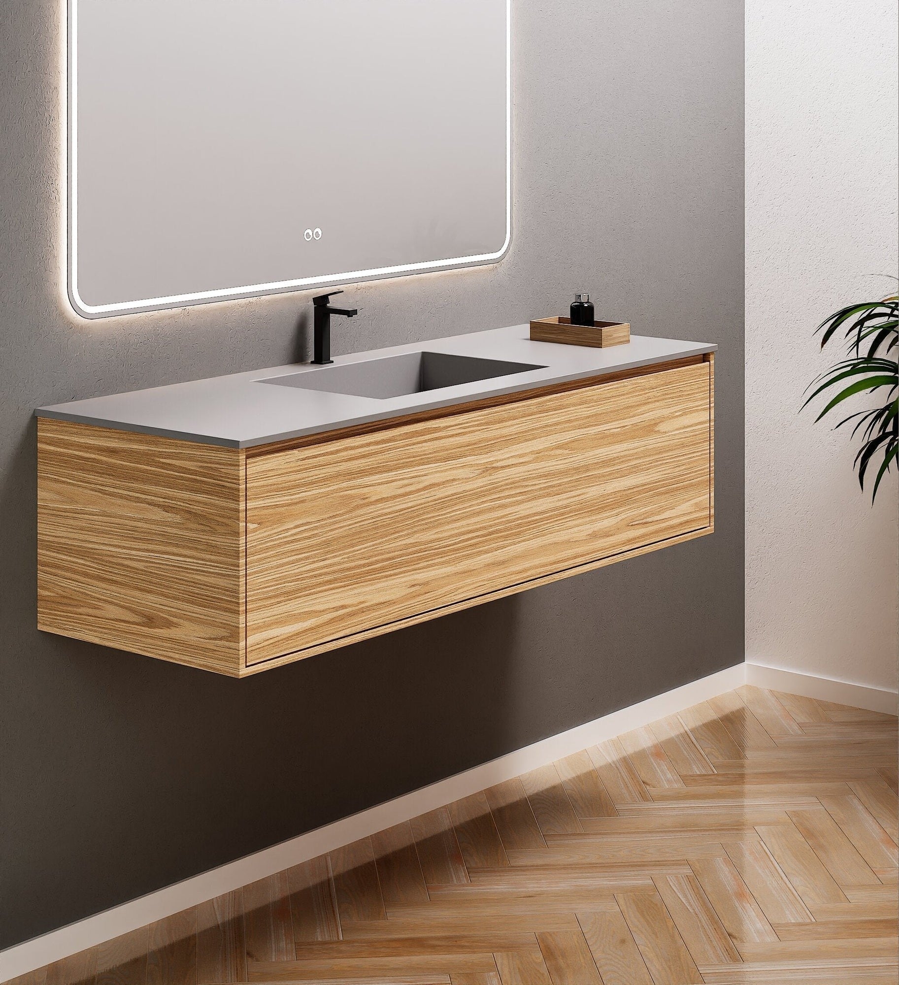 Aurora Frame – Corian® Basin with 1 Drawer Vanity - ROVALUX