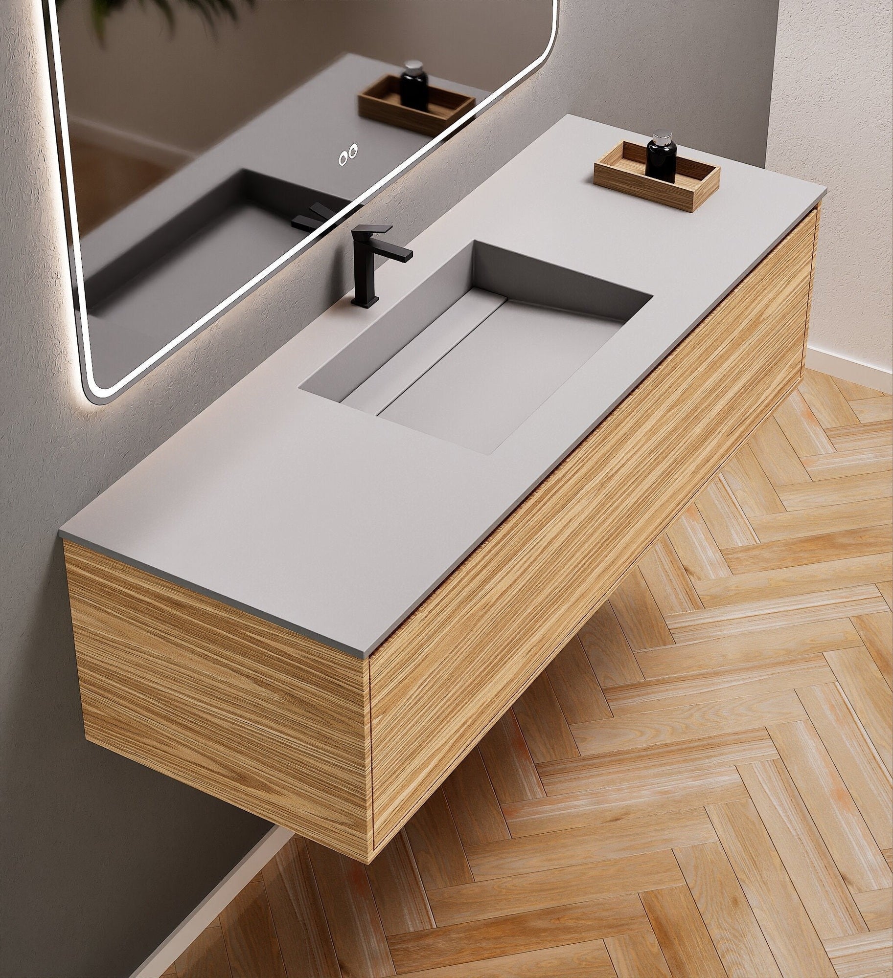 Aurora Frame – Corian® Basin with 1 Drawer Vanity - ROVALUX