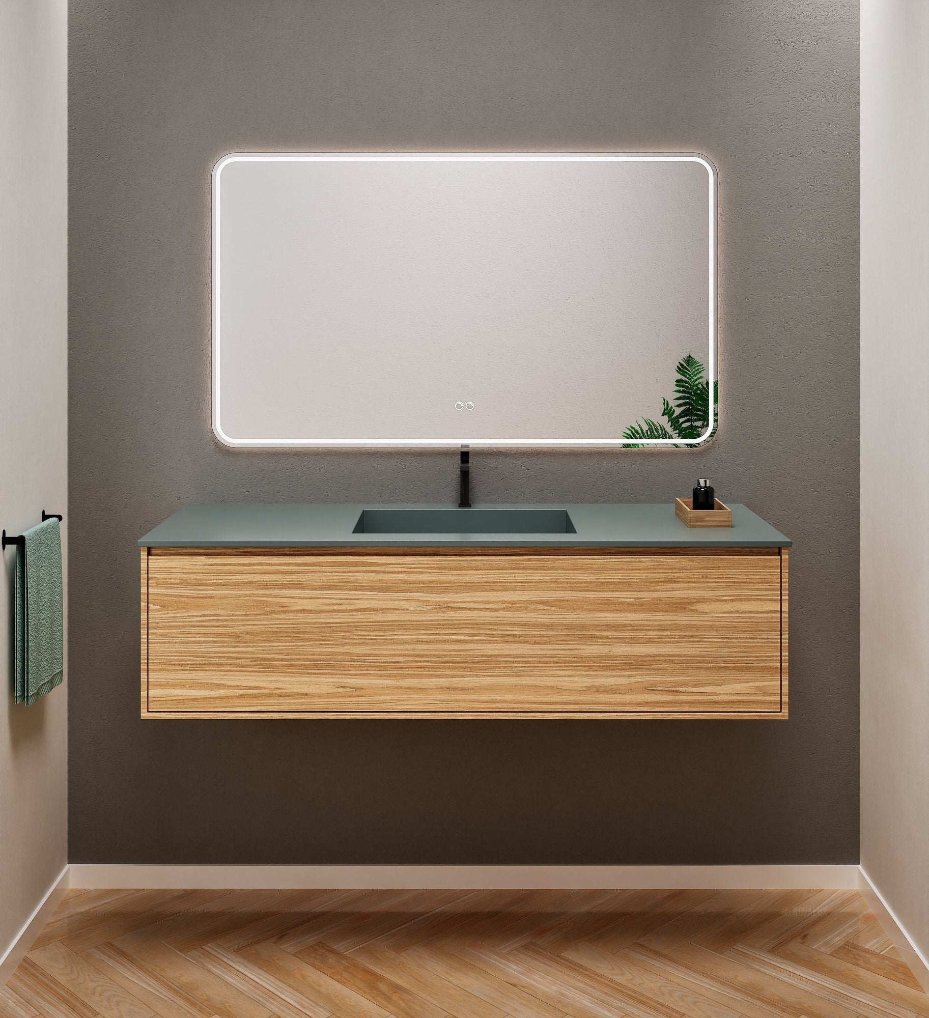 Aurora Frame – Corian® Basin with 1 Drawer Vanity - ROVALUX