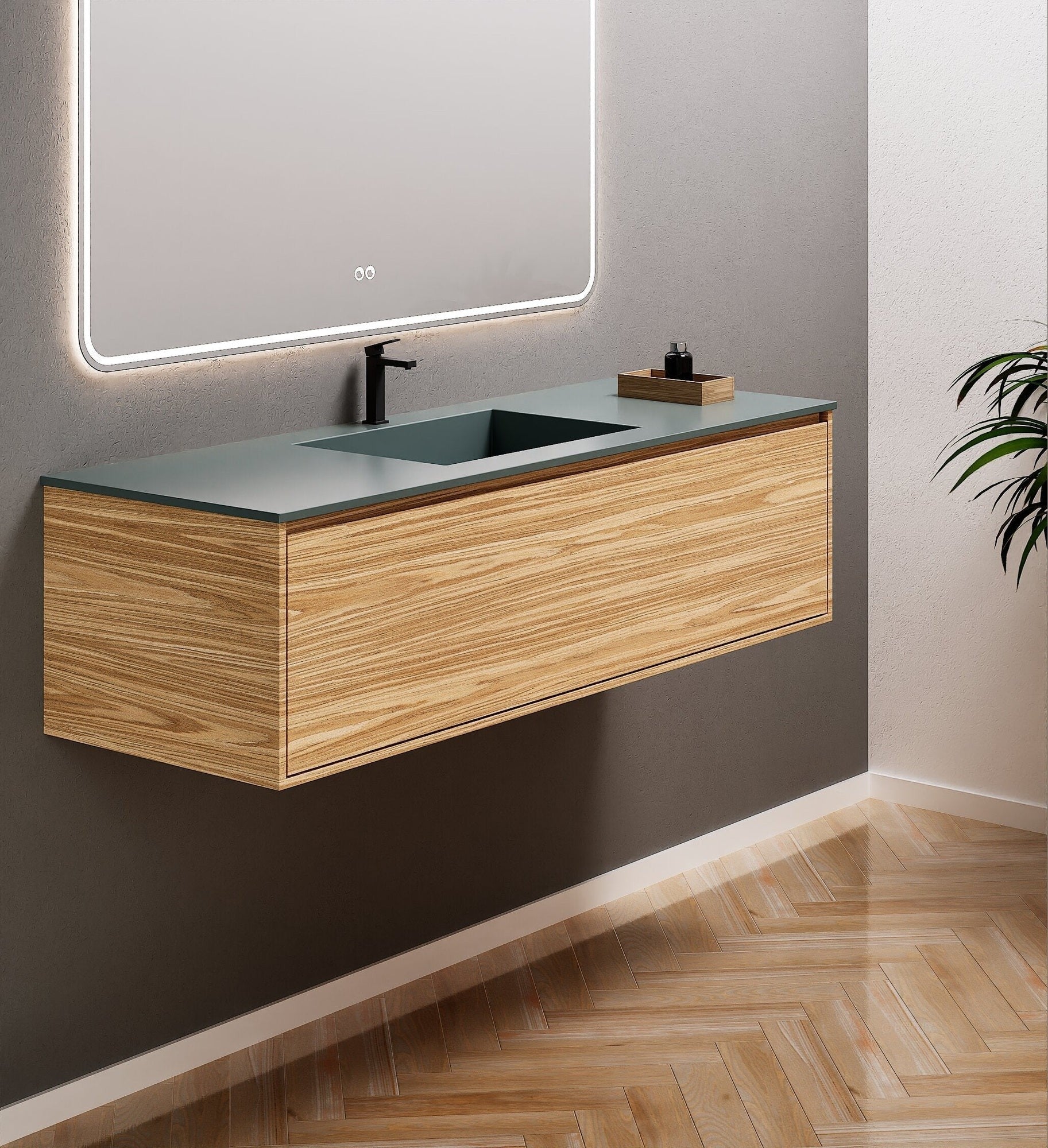 Aurora Frame – Corian® Basin with 1 Drawer Vanity - ROVALUX