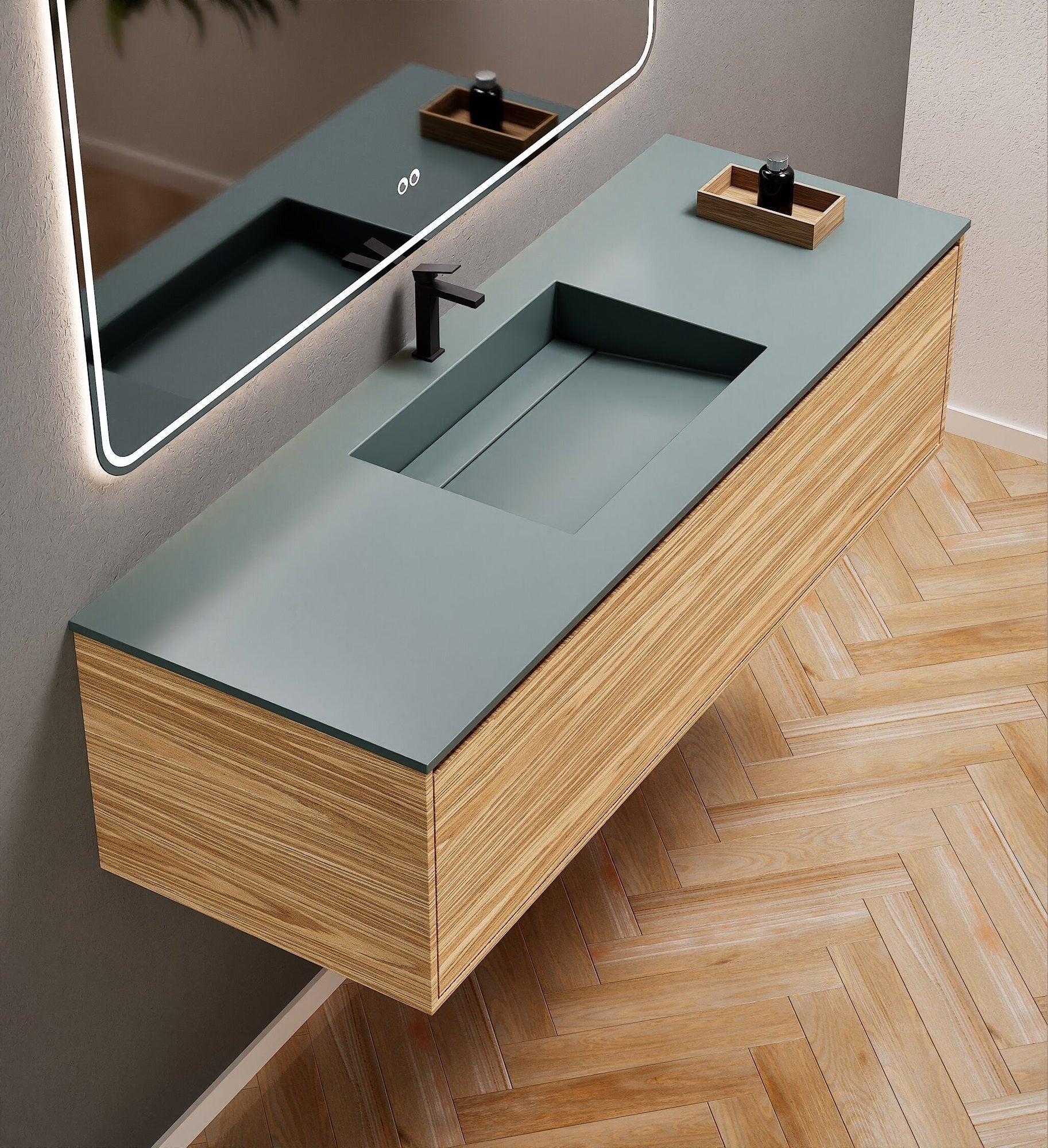 Aurora Frame – Corian® Basin with 1 Drawer Vanity - ROVALUX