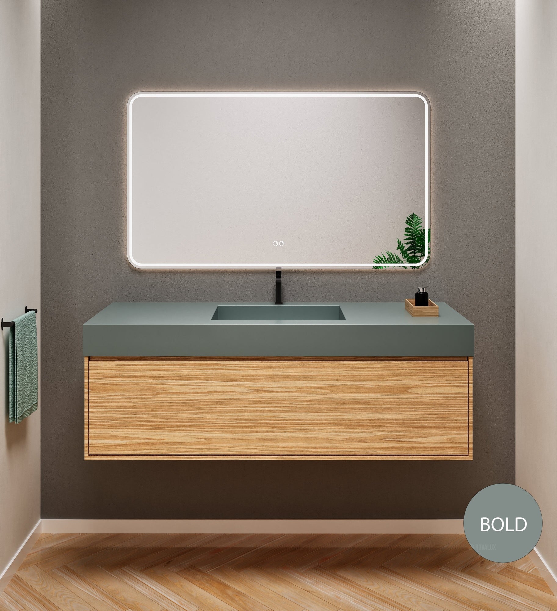 Aurora Frame – Corian® Basin with 1 Drawer Vanity - ROVALUX