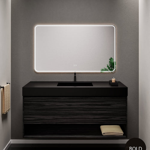 Aurora Frame – Corian® Basin with 1 Drawer and Bottom Shelf - ROVALUX