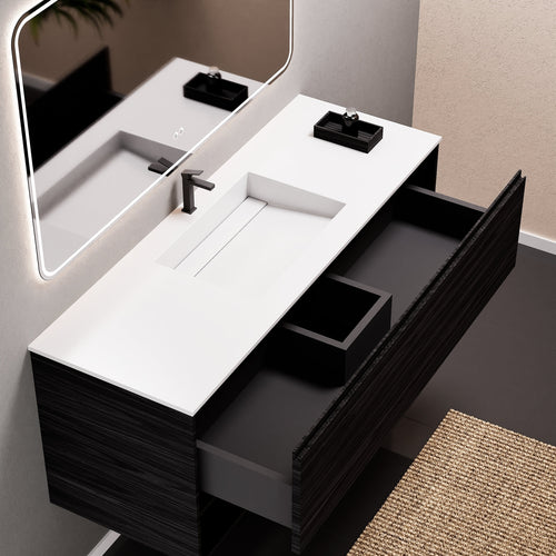 Aurora Frame – Corian® Basin with 1 Drawer and Bottom Shelf - ROVALUX