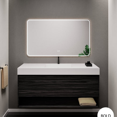 Aurora Frame – Corian® Basin with 1 Drawer and Bottom Shelf - ROVALUX