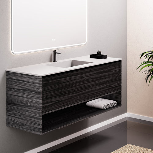 Aurora Frame – Corian® Basin with 1 Drawer and Bottom Shelf - ROVALUX