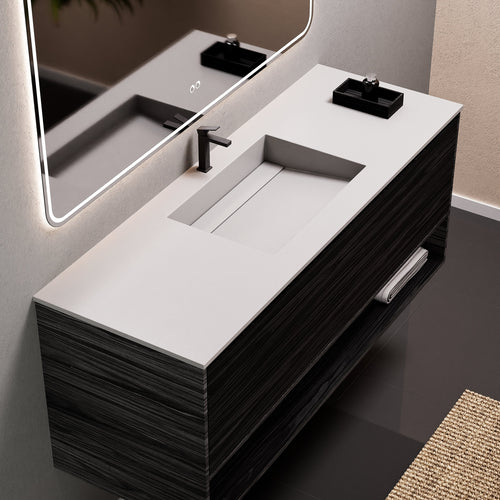 Aurora Frame – Corian® Basin with 1 Drawer and Bottom Shelf - ROVALUX