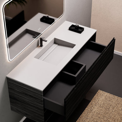 Aurora Frame – Corian® Basin with 1 Drawer and Bottom Shelf - ROVALUX