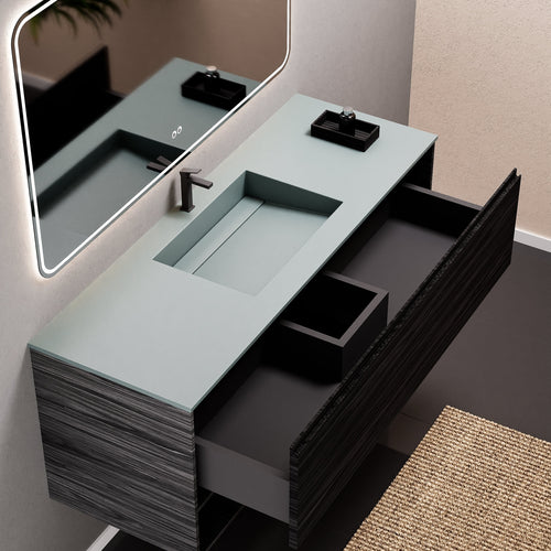 Aurora Frame – Corian® Basin with 1 Drawer and Bottom Shelf - ROVALUX